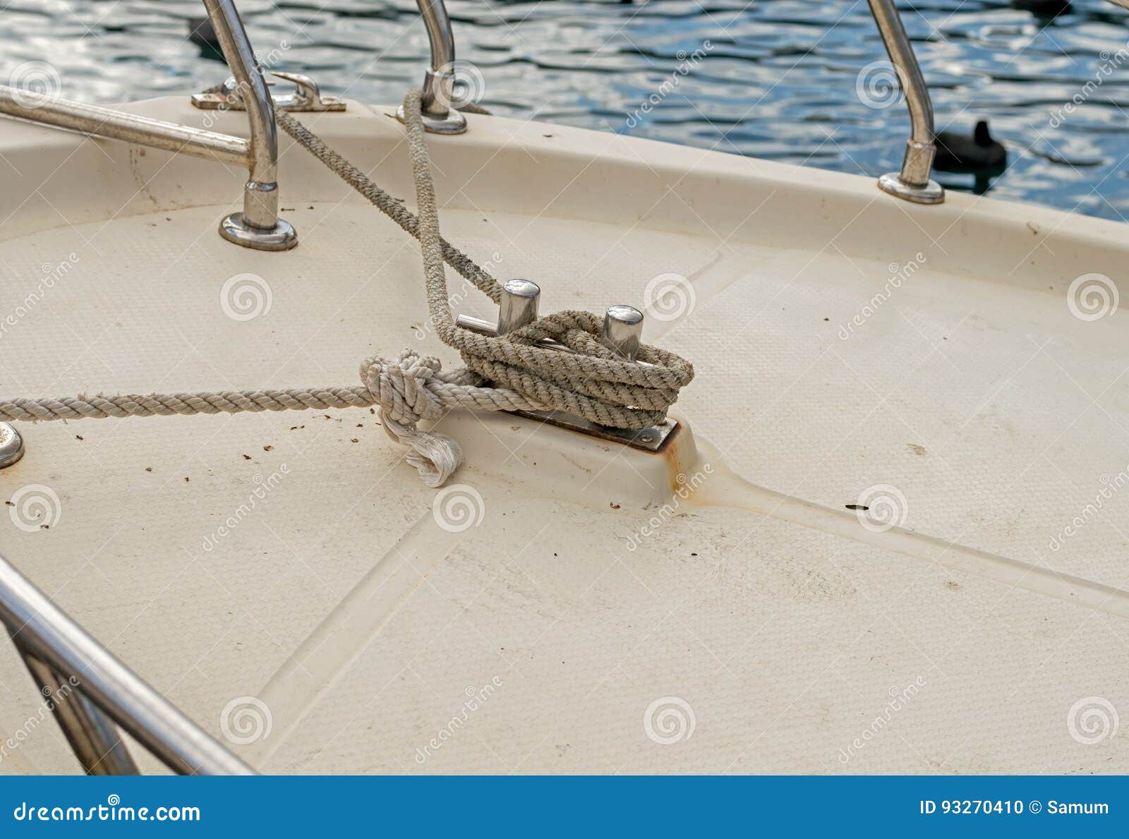 Knot on a Bollard of a Boat Stock Photo Image of cable, nautical