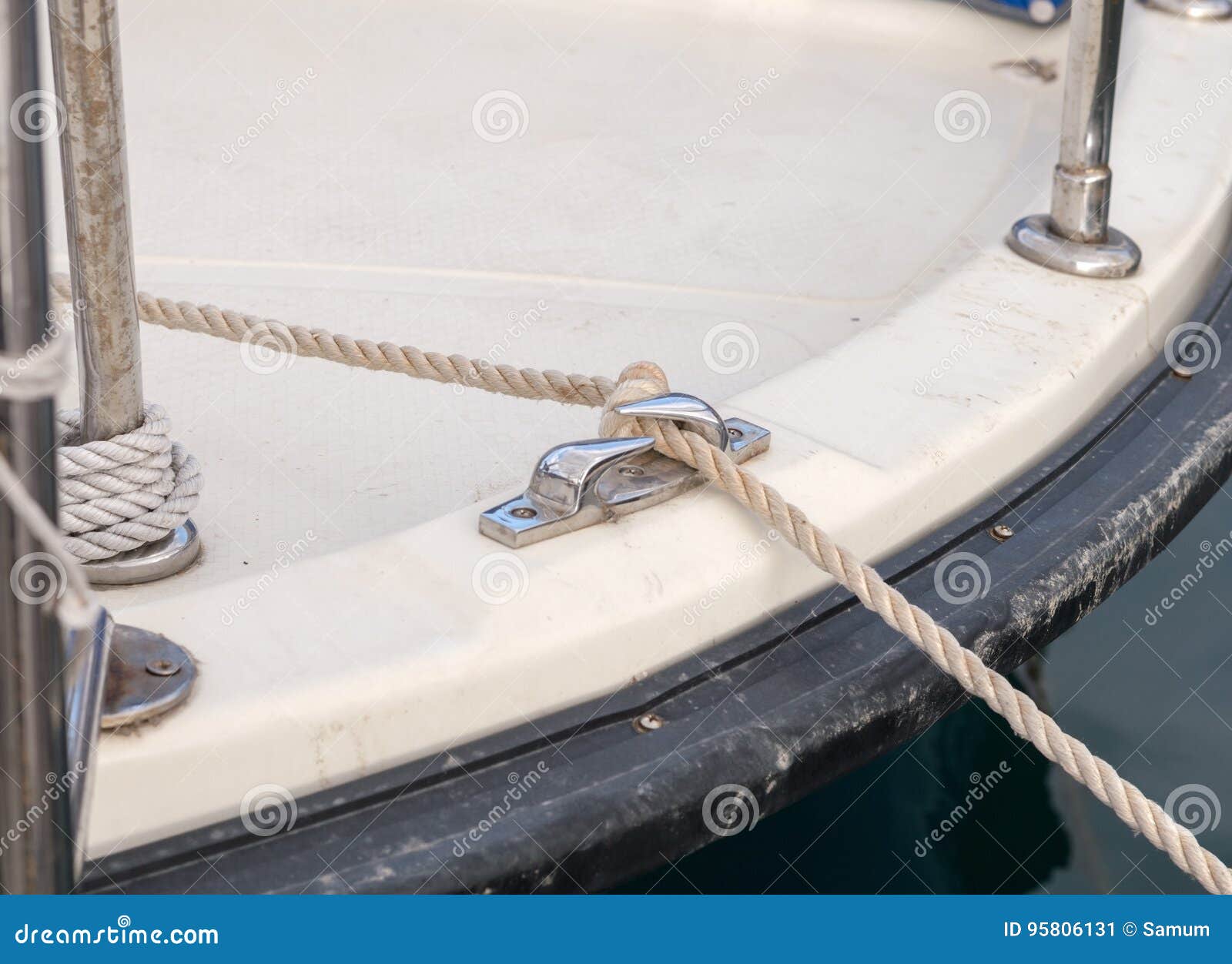 Knot on a Bollard of a Boat Stock Image Image of equipment, metal