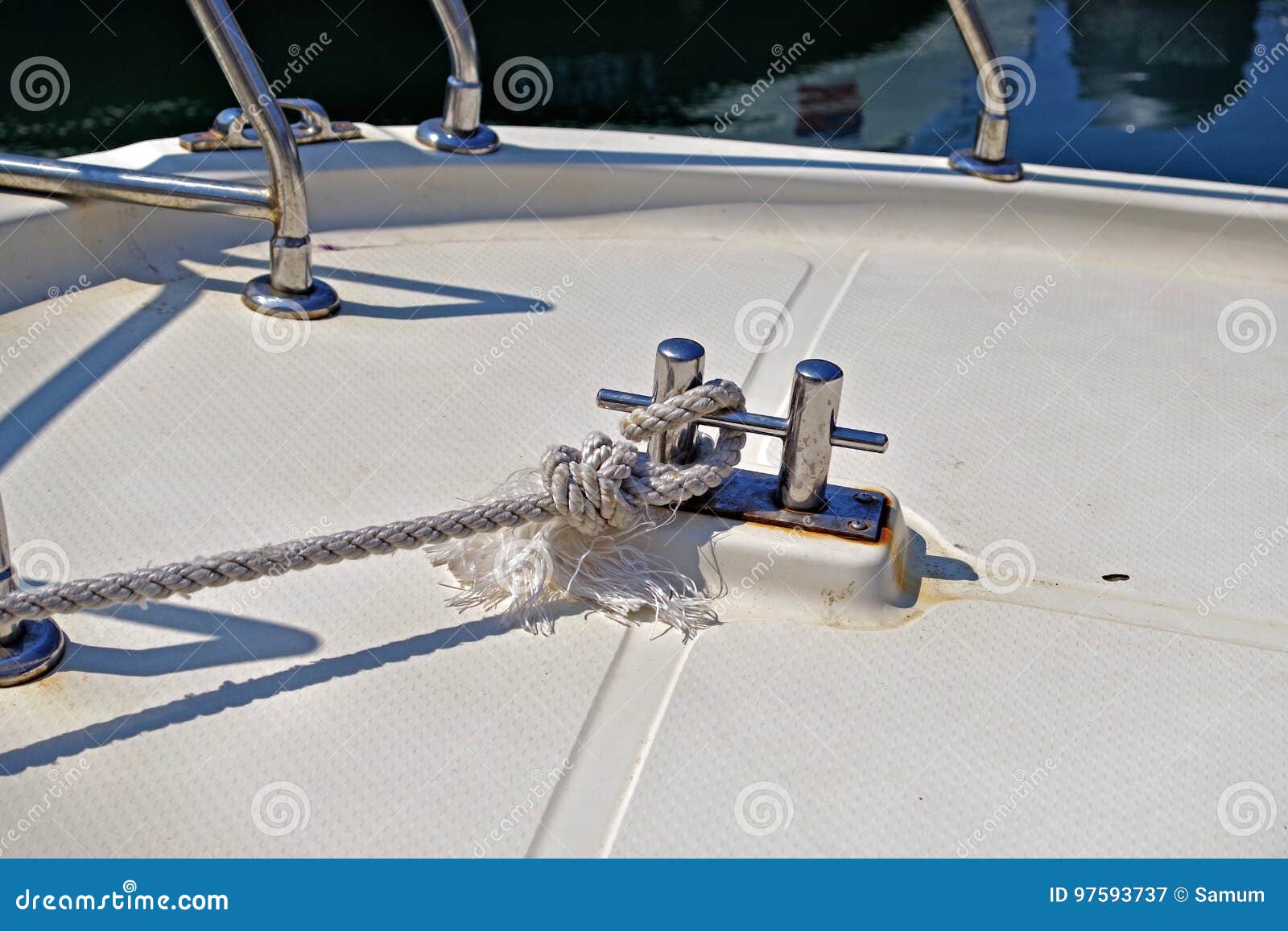 Knot on a Bollard of a Boat Stock Image Image of neat, knot 97593737