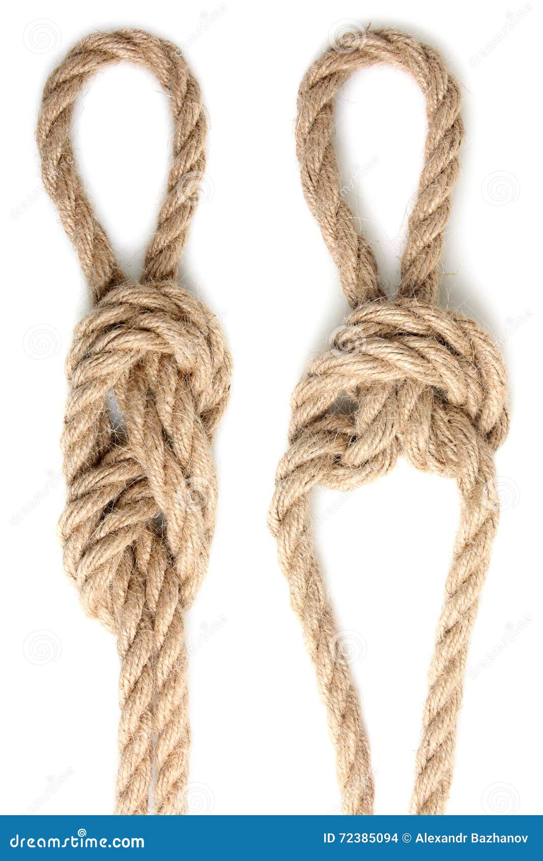 Types Of Sea Knots For Tying Ropes On The Ship. Examples Of Tying A