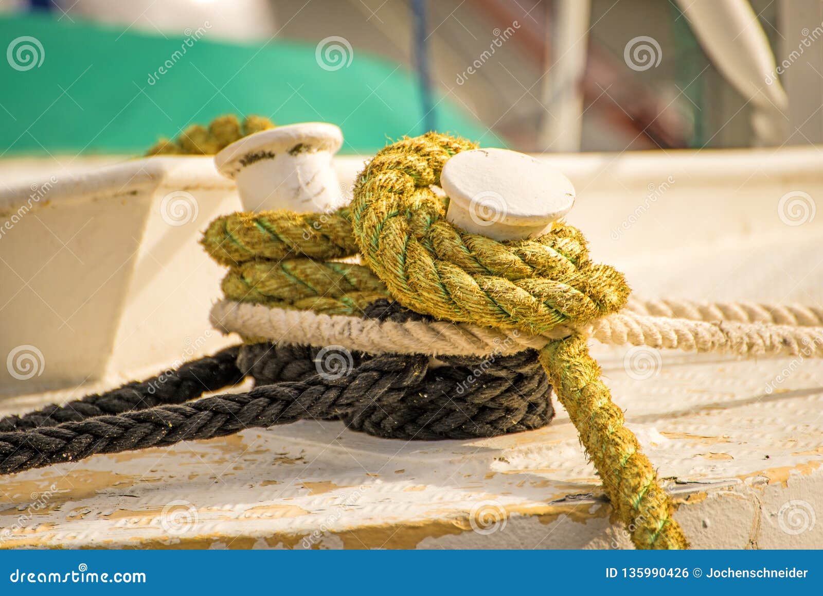 Knot of a mooring line stock photo. Image of marine 135990426