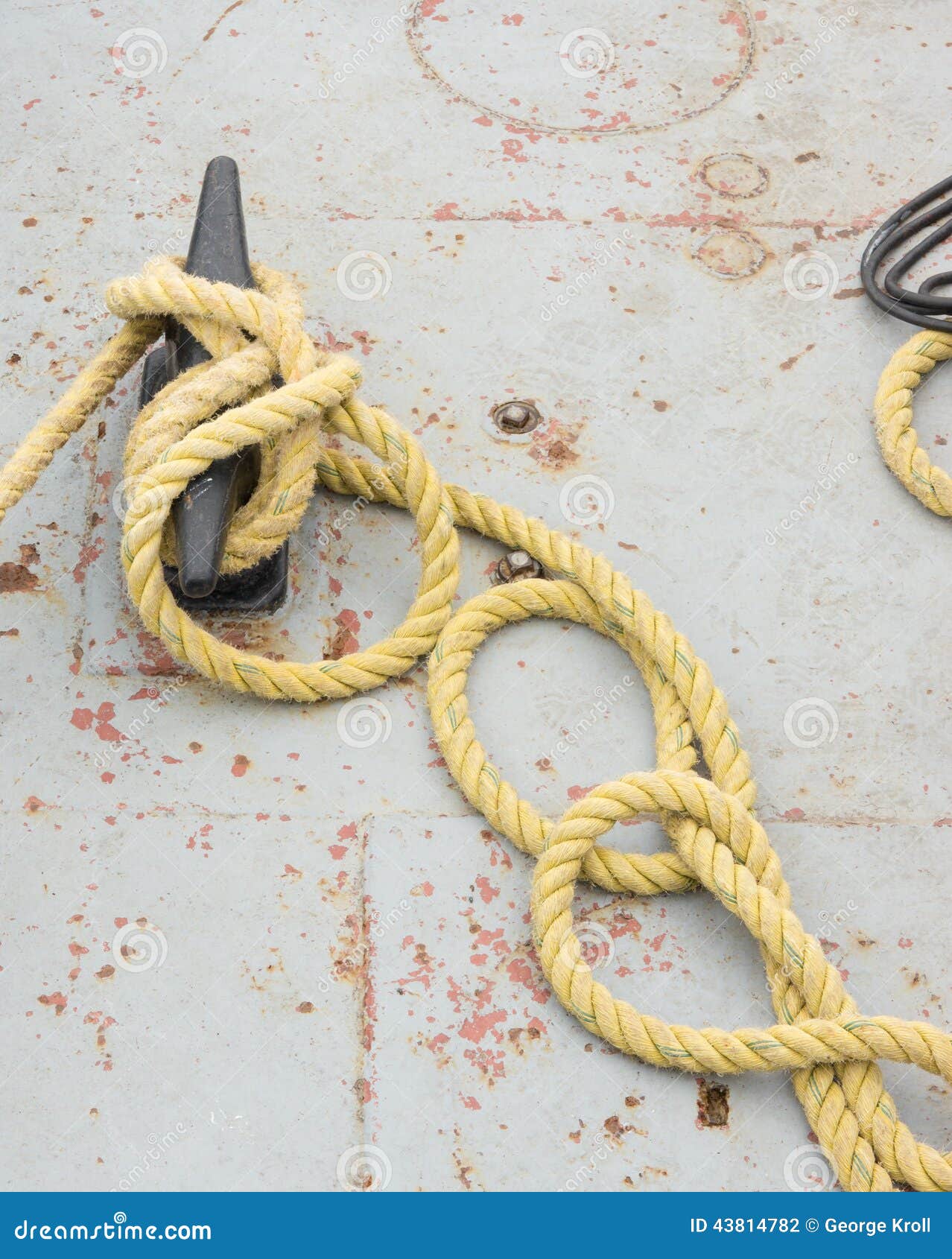 Knotted cleat stock photo. Image of yellow, rope, cordage 43814782