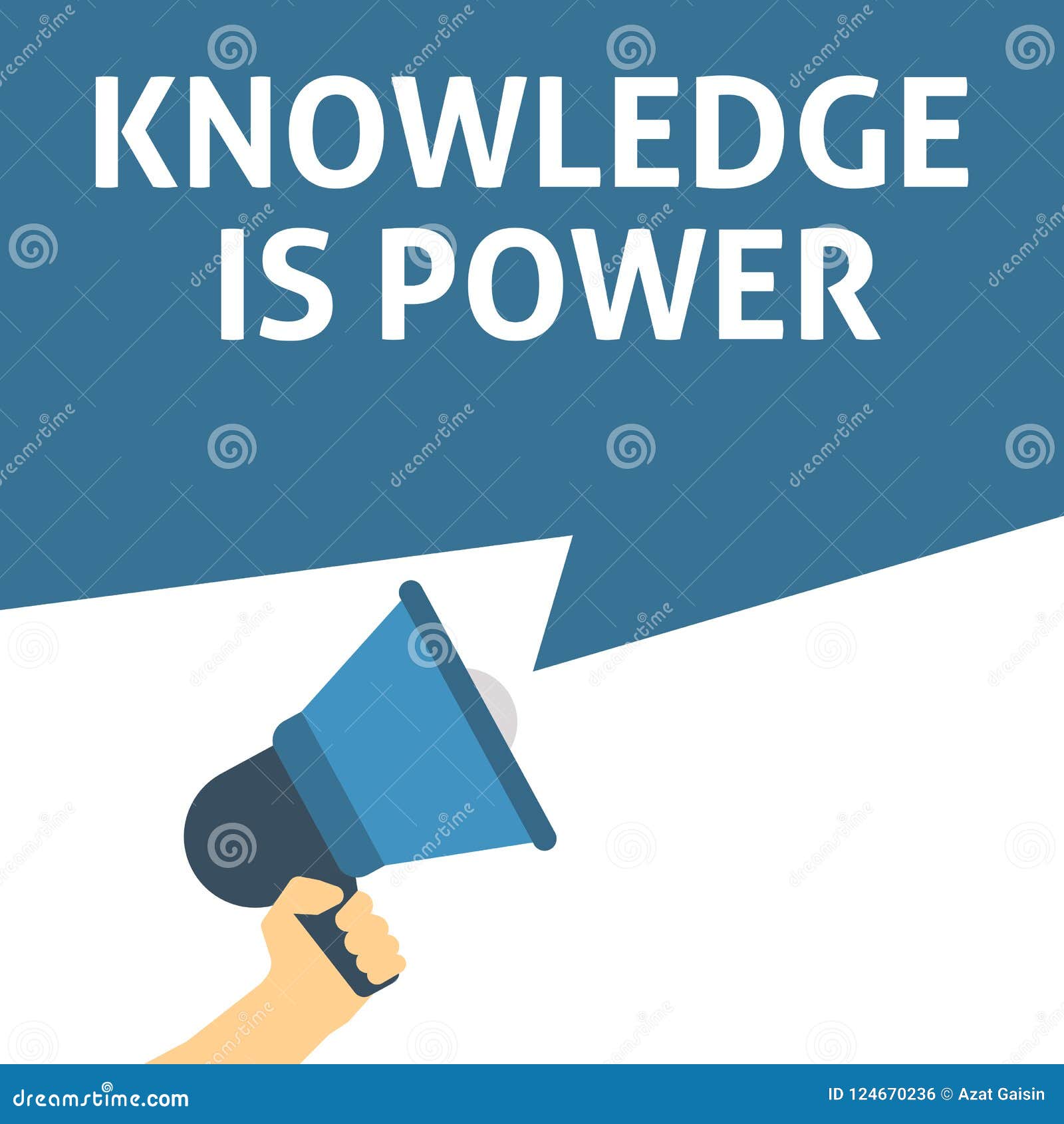 KNOWLEDGE is POWER Announcement. Hand Holding Megaphone with Speech