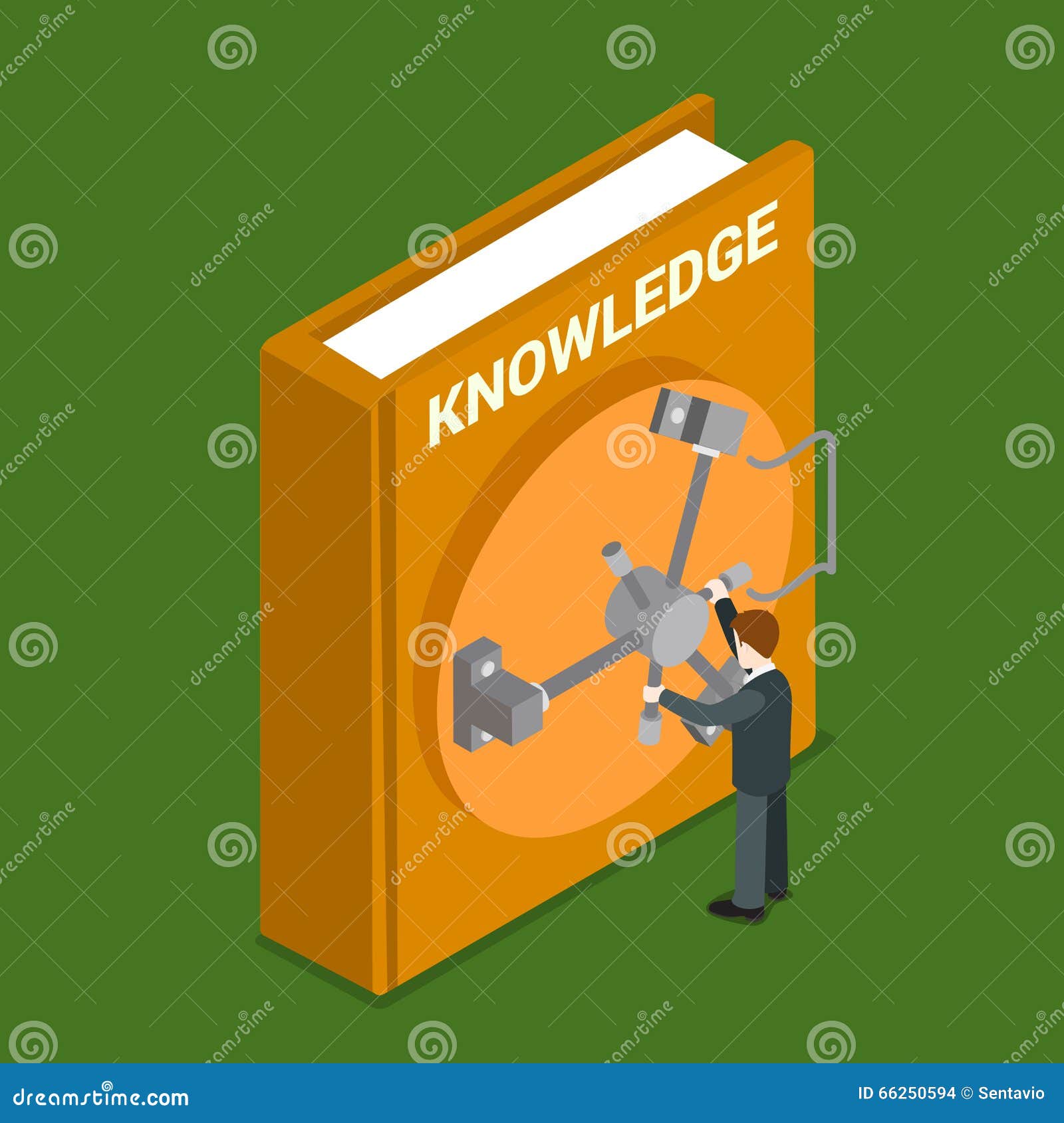 knowledge valuable human book lock flat 3d isometric 