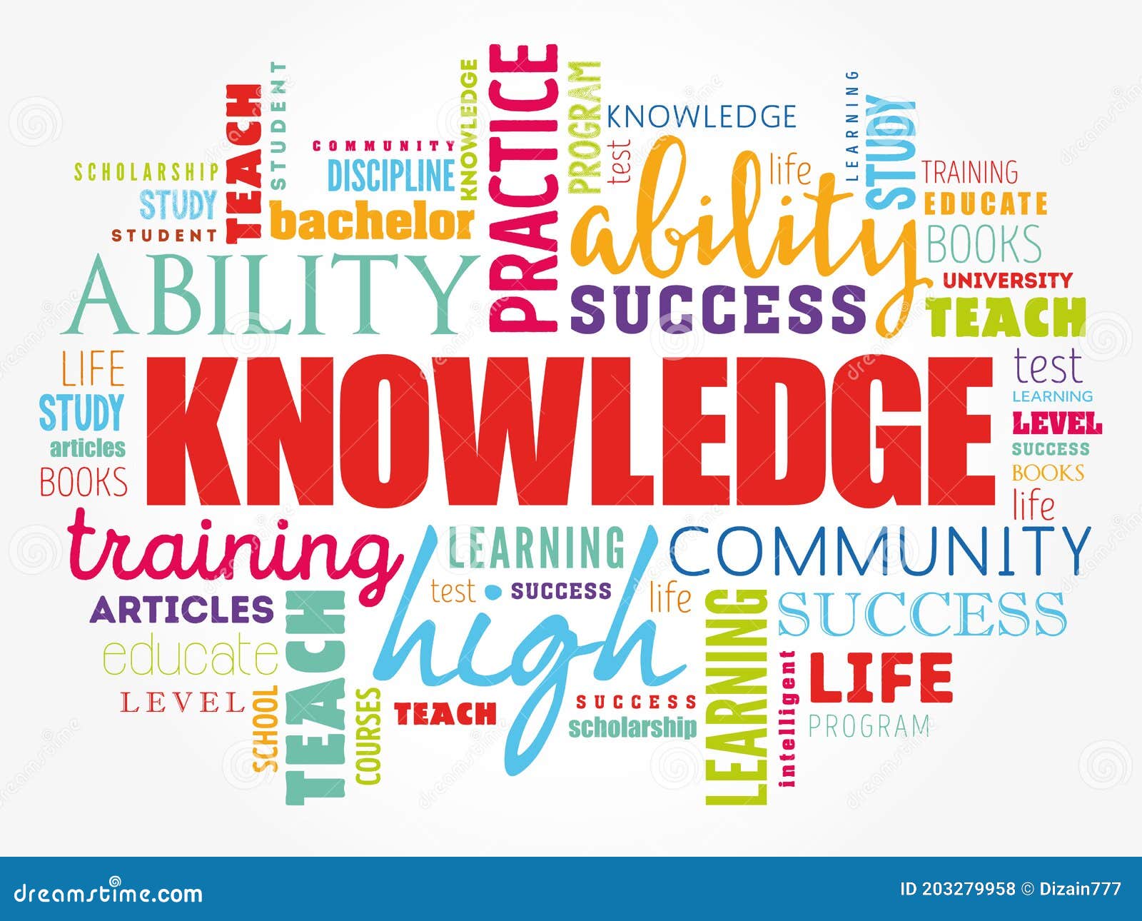 Knowledge Word Cloud Collage Stock Illustration Illustration Of