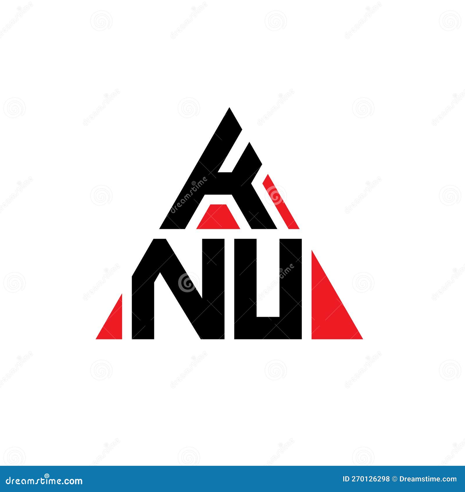 knu triangle letter logo  with triangle . knu triangle logo  monogram. knu triangle  logo template with red