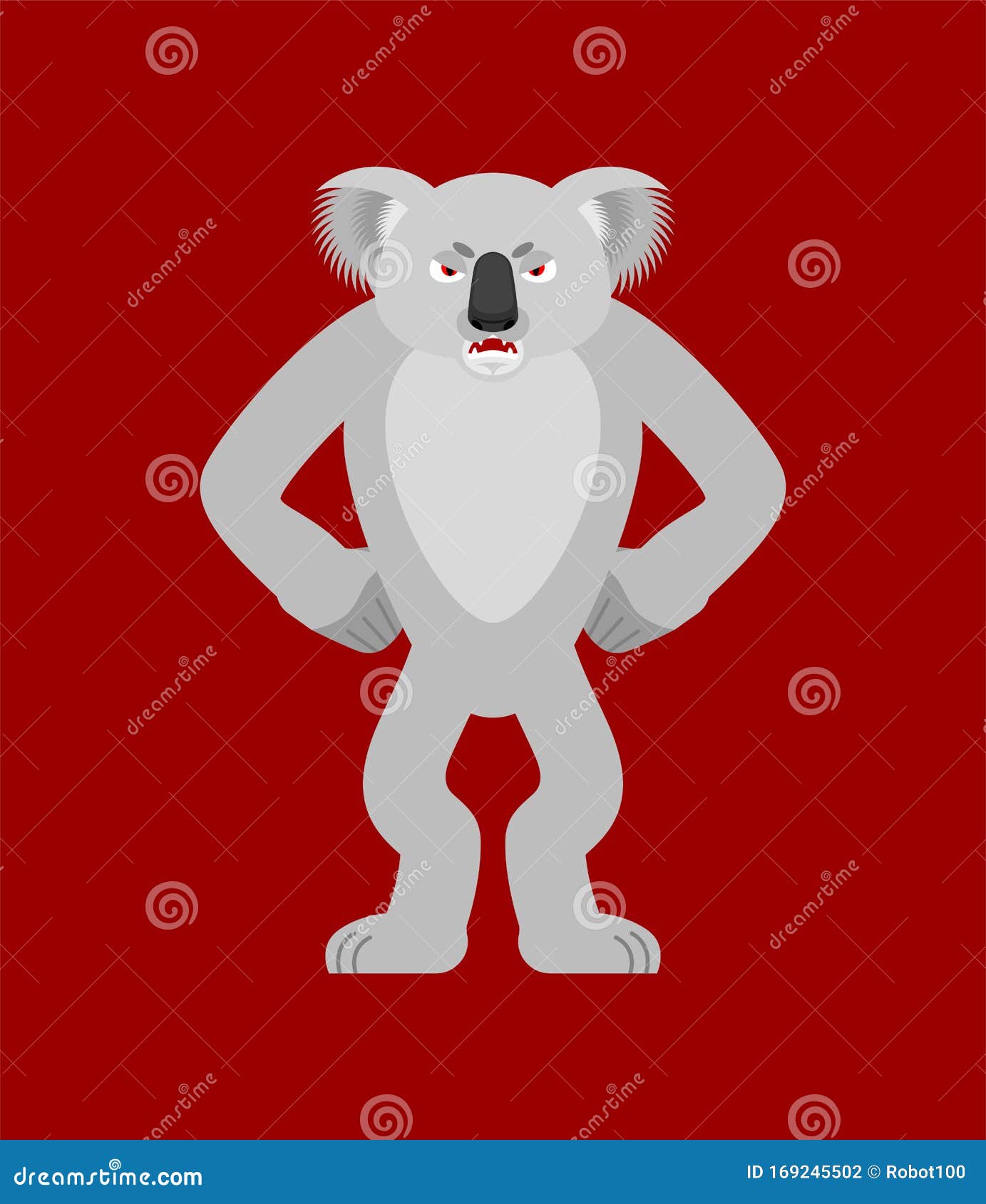 Koala Angry. Koala Bear Evil. Beast Aggressive Stock Vector