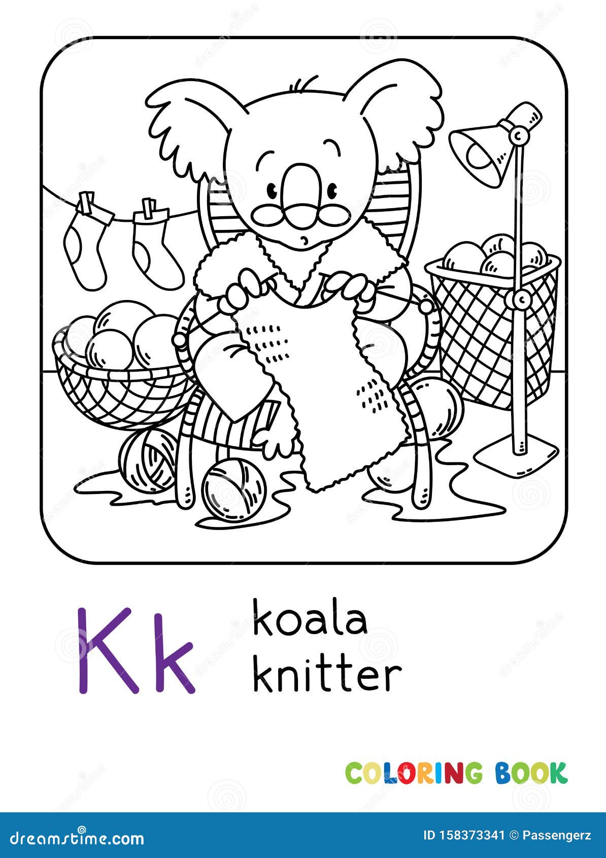 Download Koala Bear Knitter ABC Coloring Book. Alphabet K Stock ...