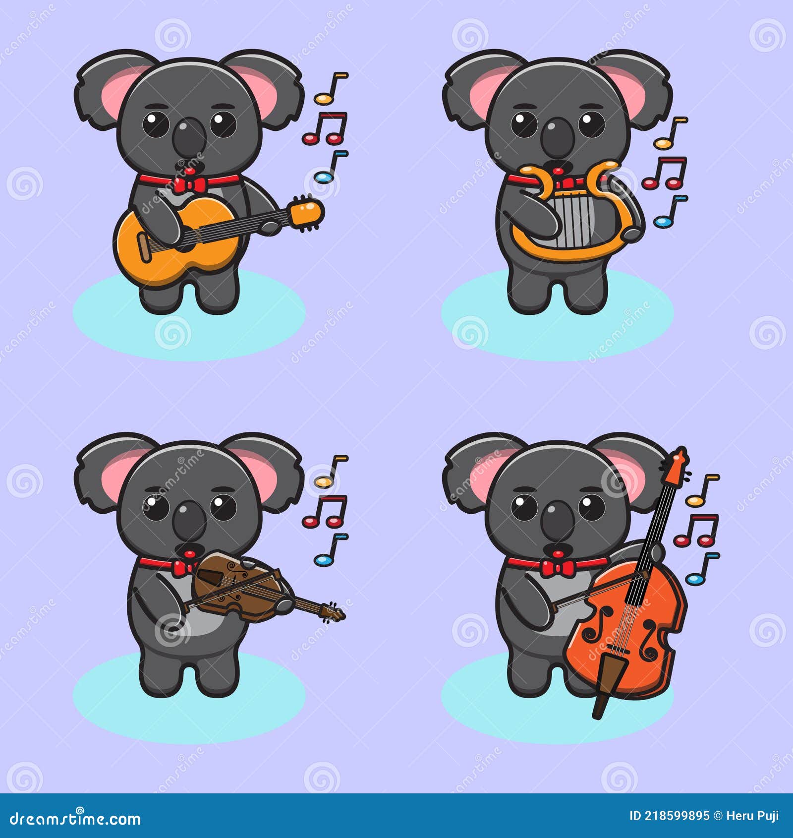 Vector Illustration of Cute Koala Music Cartoon. Stock Vector Illustration of comic, baby