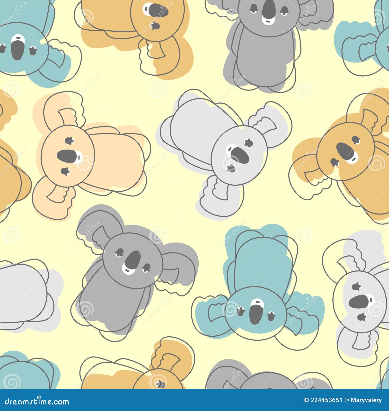koala cartoon pattern seamless. australian marsupial bears background.  texture