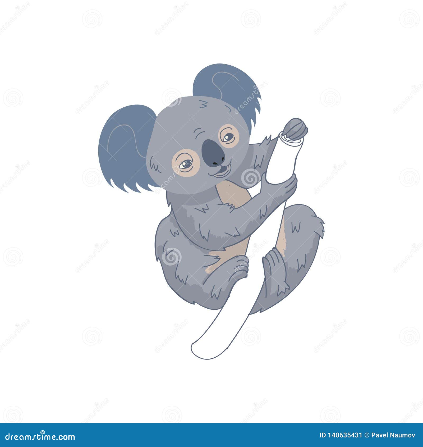 Koala Divertida En El Tronco Del árbol Oso Marsupial Australiano Animal  Salvaje Tema De La Fauna Y Del Parque Zoológico Diseño De Ilustración del  Vector - Ilustración de australia, fauna: 140635431