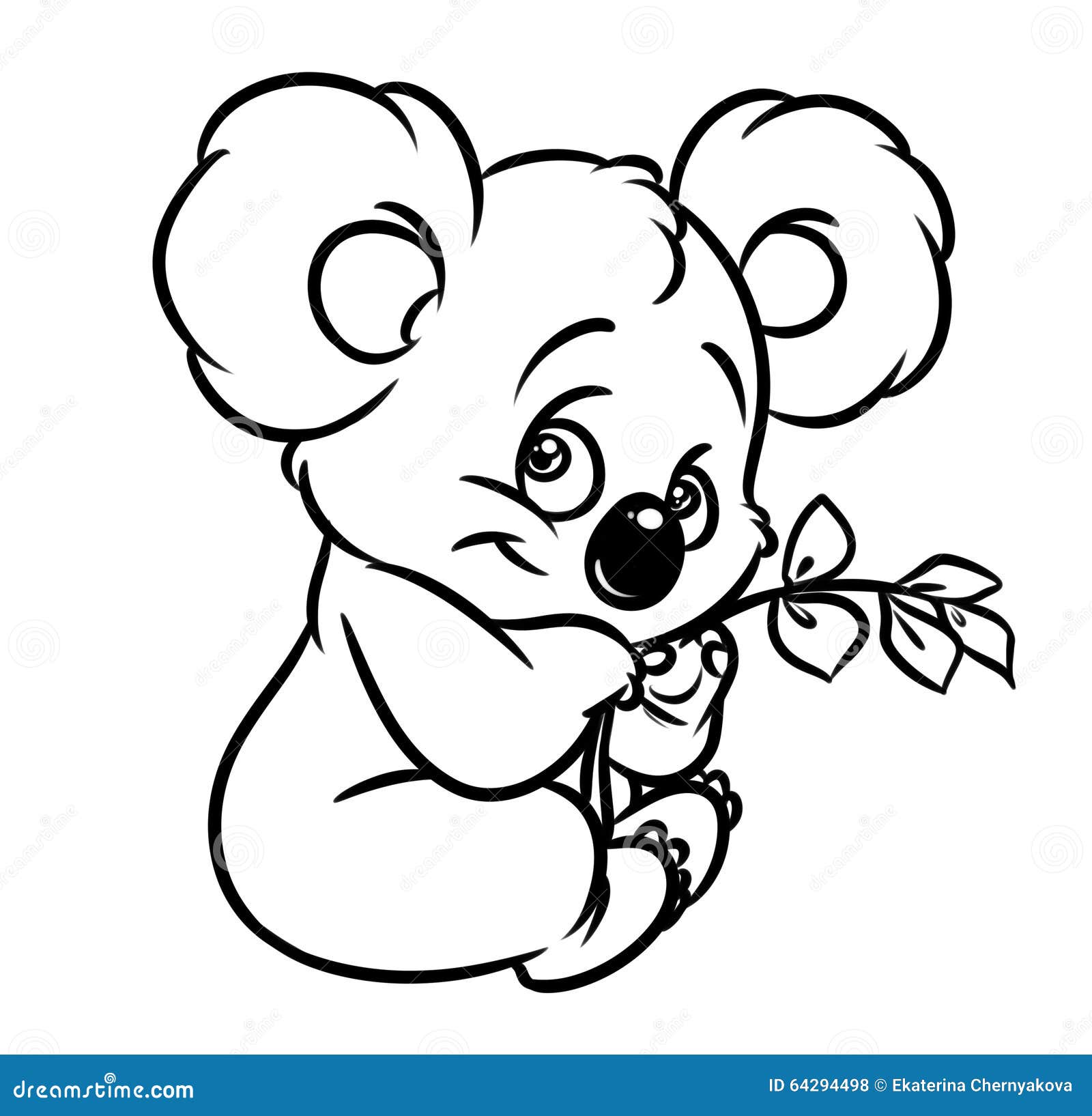 Download Koala Eucalyptus Leaves Coloring Page Stock Illustration ...