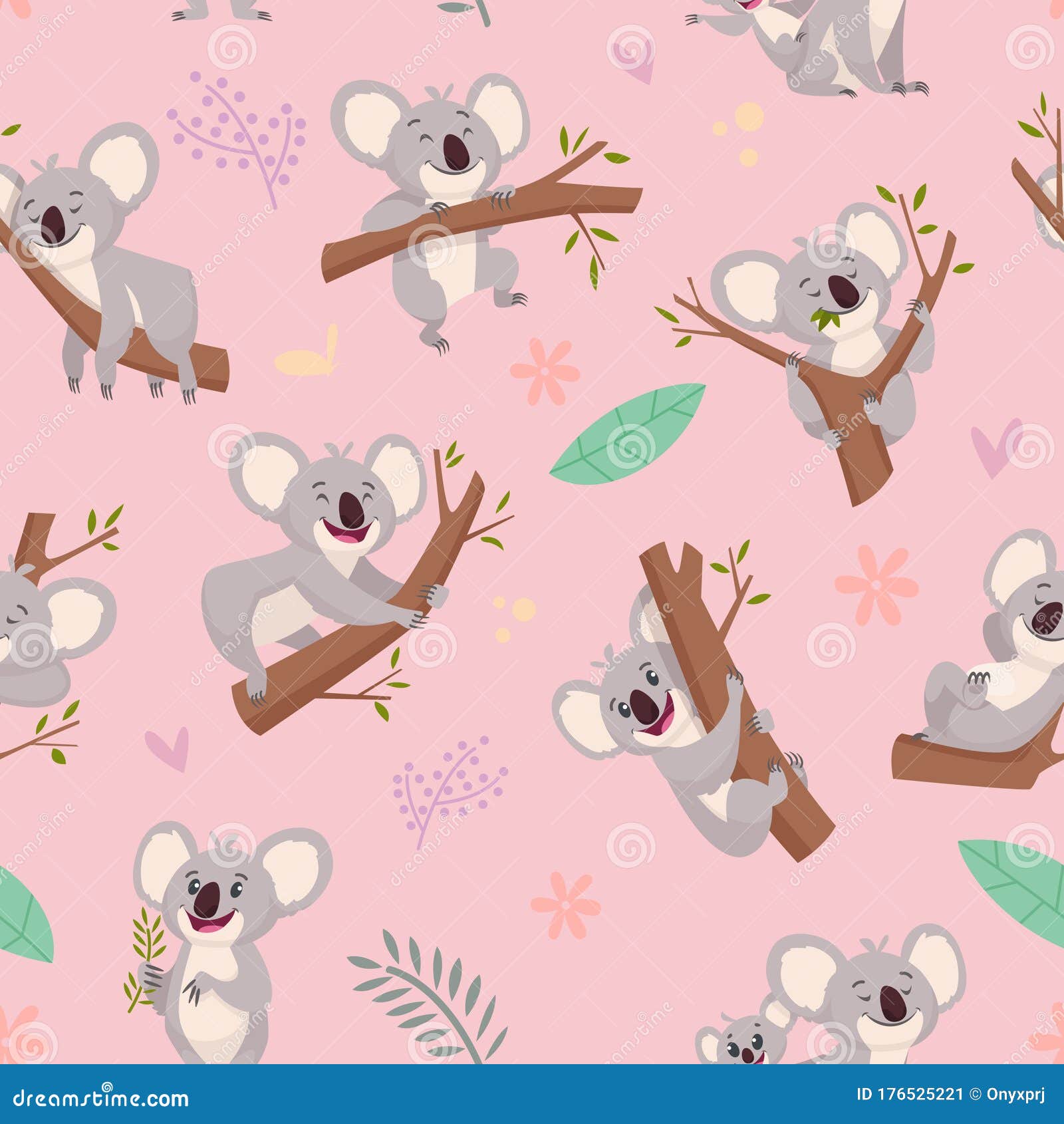 koala pattern. australian wild cute animal koala bear pictures for textile  projects  seamless cartoon