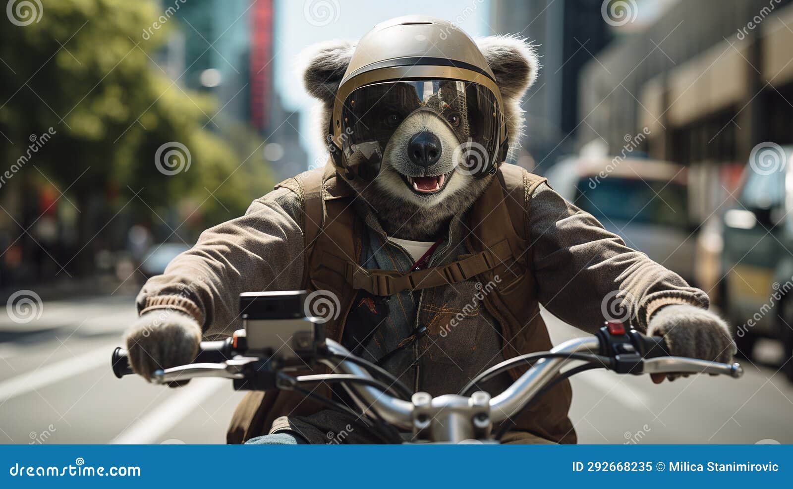 Koala on Wheels a Cool Koala Cruising on an Electric Motorcycle Stock