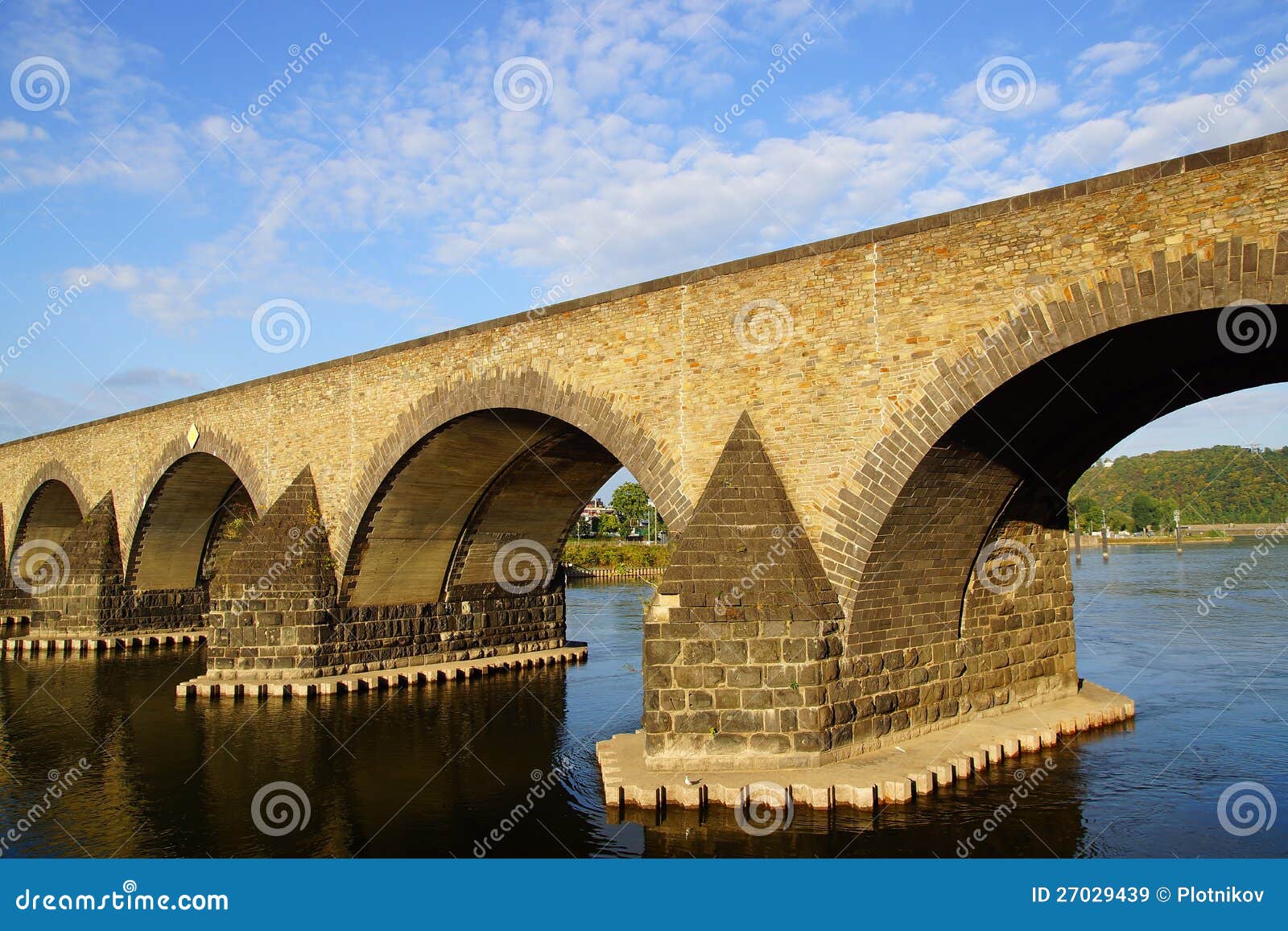 Koblenz, Old Bridge Over the Moselle River. Stock Image Image of