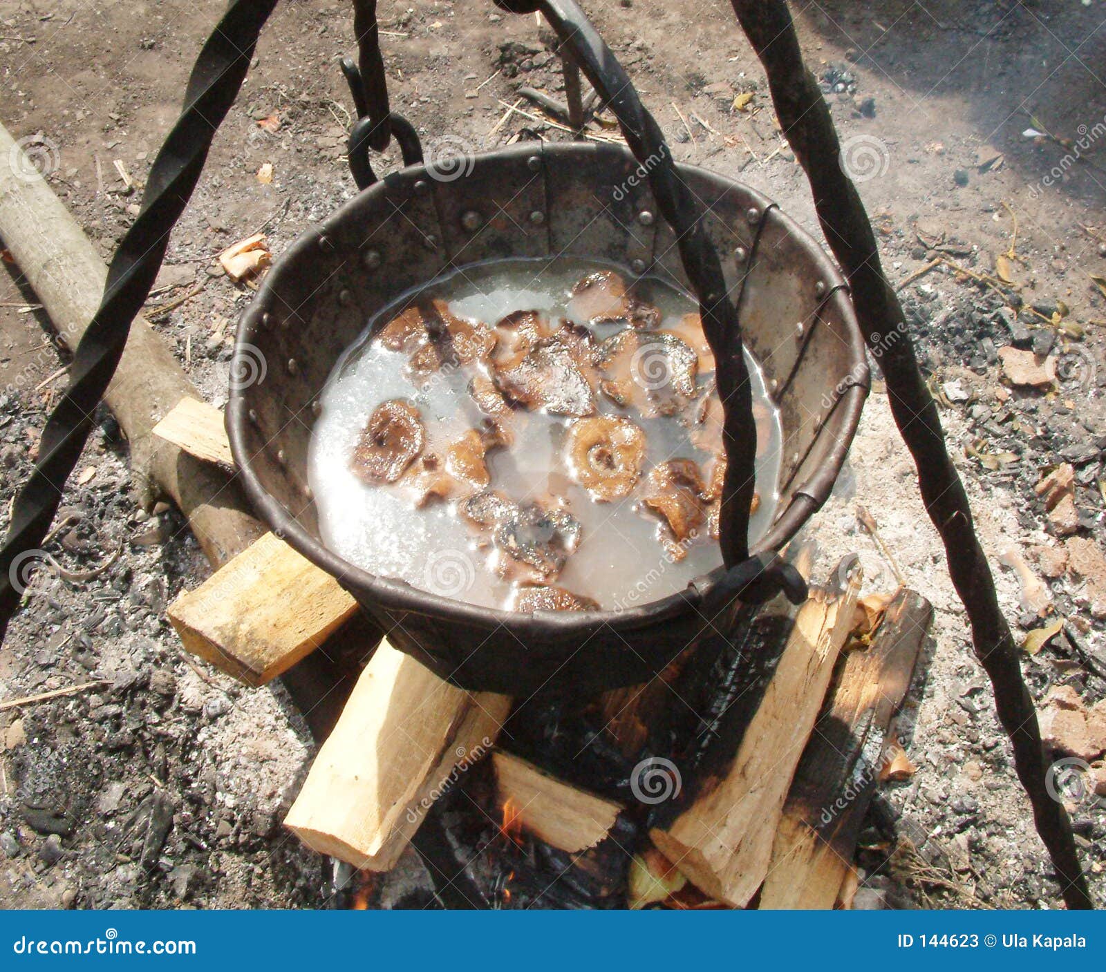Kochen Der Suppe Auf Lagerfeuer Stockbild Bild Von Cauldron Nahrung 144623