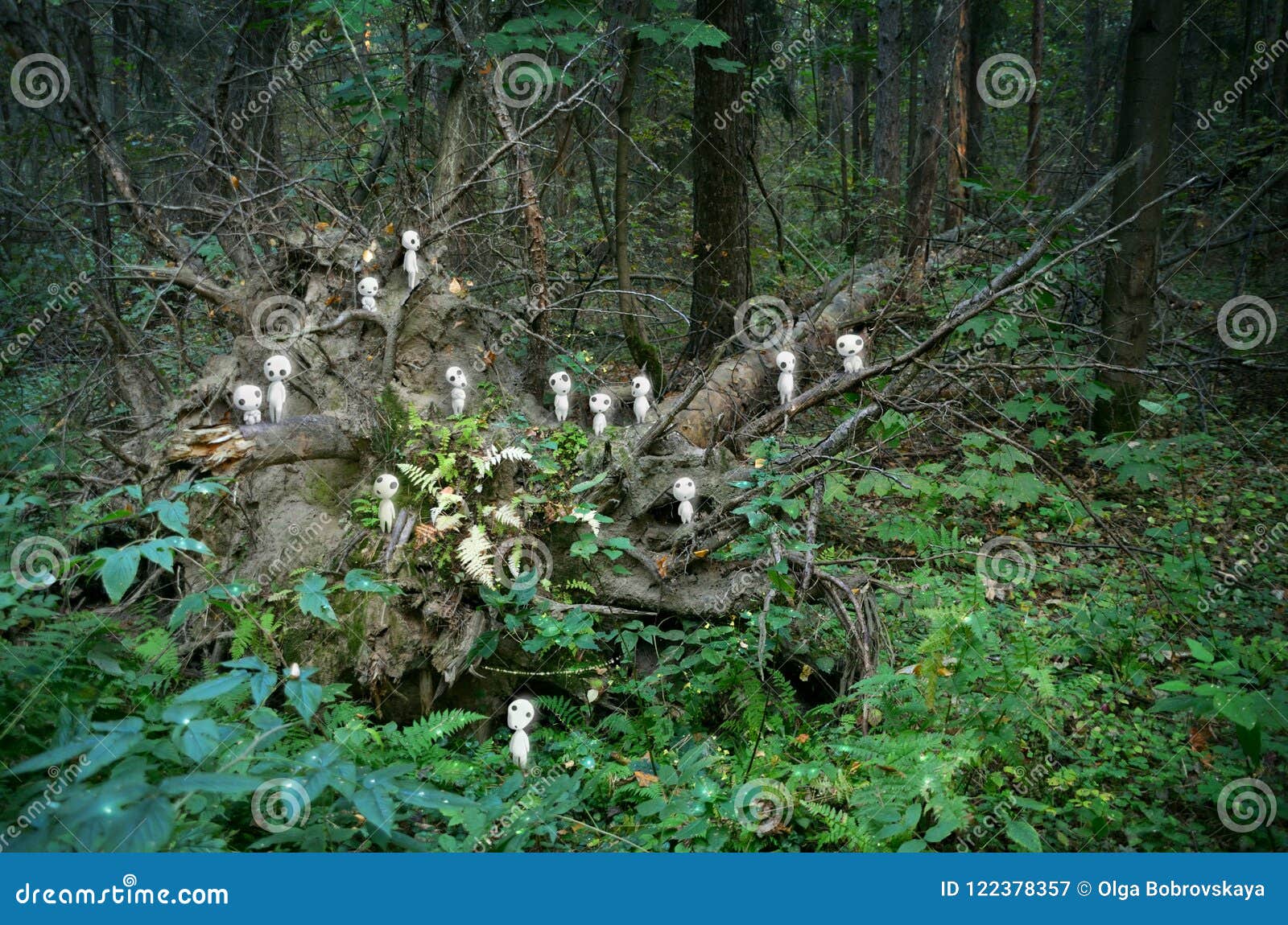 Kodama Spirits in the Forest Editorial Photography Illustration of