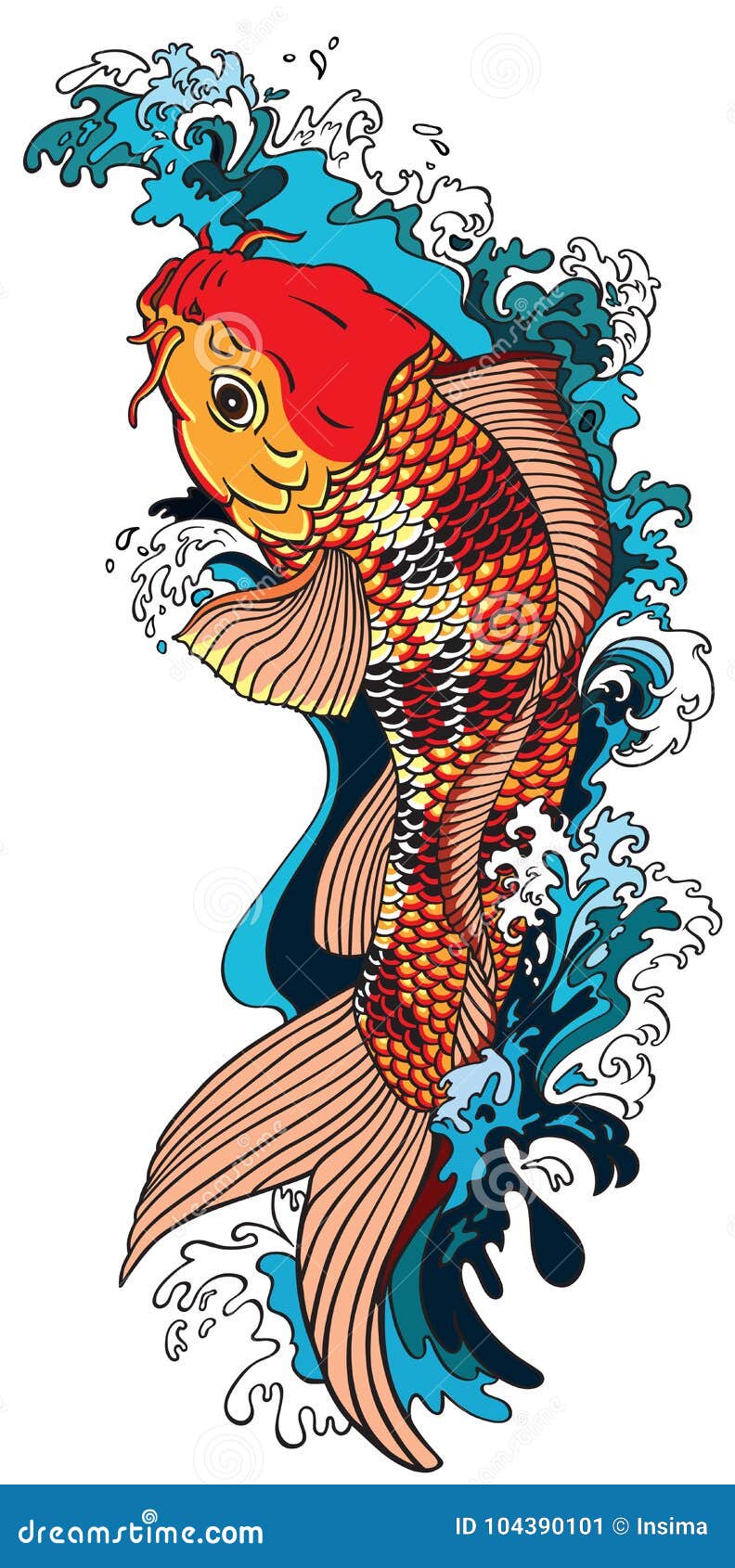 koi carp goldfish swimming upstream