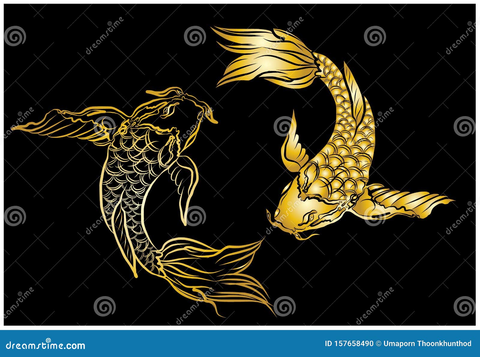 koi carp  isolate for tattoo style.japanese carp drawing.hand drawn line art of fish.