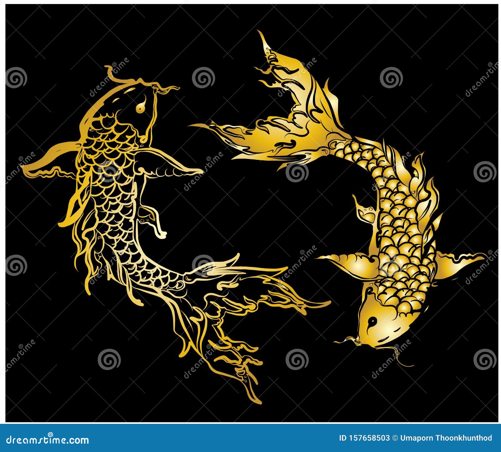 koi carp  isolate for tattoo style.japanese carp drawing.hand drawn line art of fish.