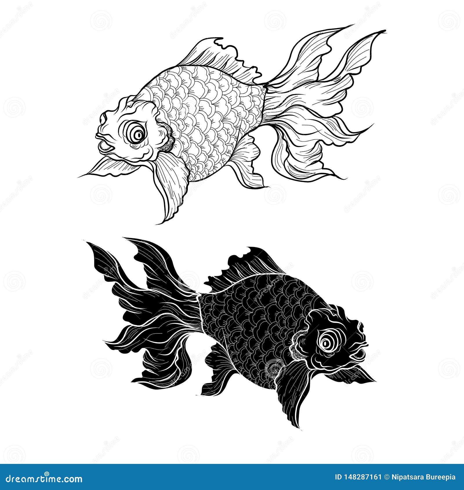 Koi Fish with Isolate and Sticker.Japanese Koi Carp Tattoo Design.Lucky  Chainese Animal. Stock Vector - Illustration of fauna, carp: 148287196