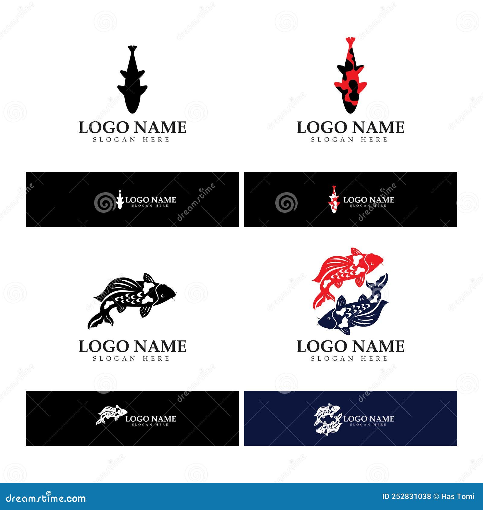 Koi Fish Logo Design Vector Template Stock Vector Illustration of