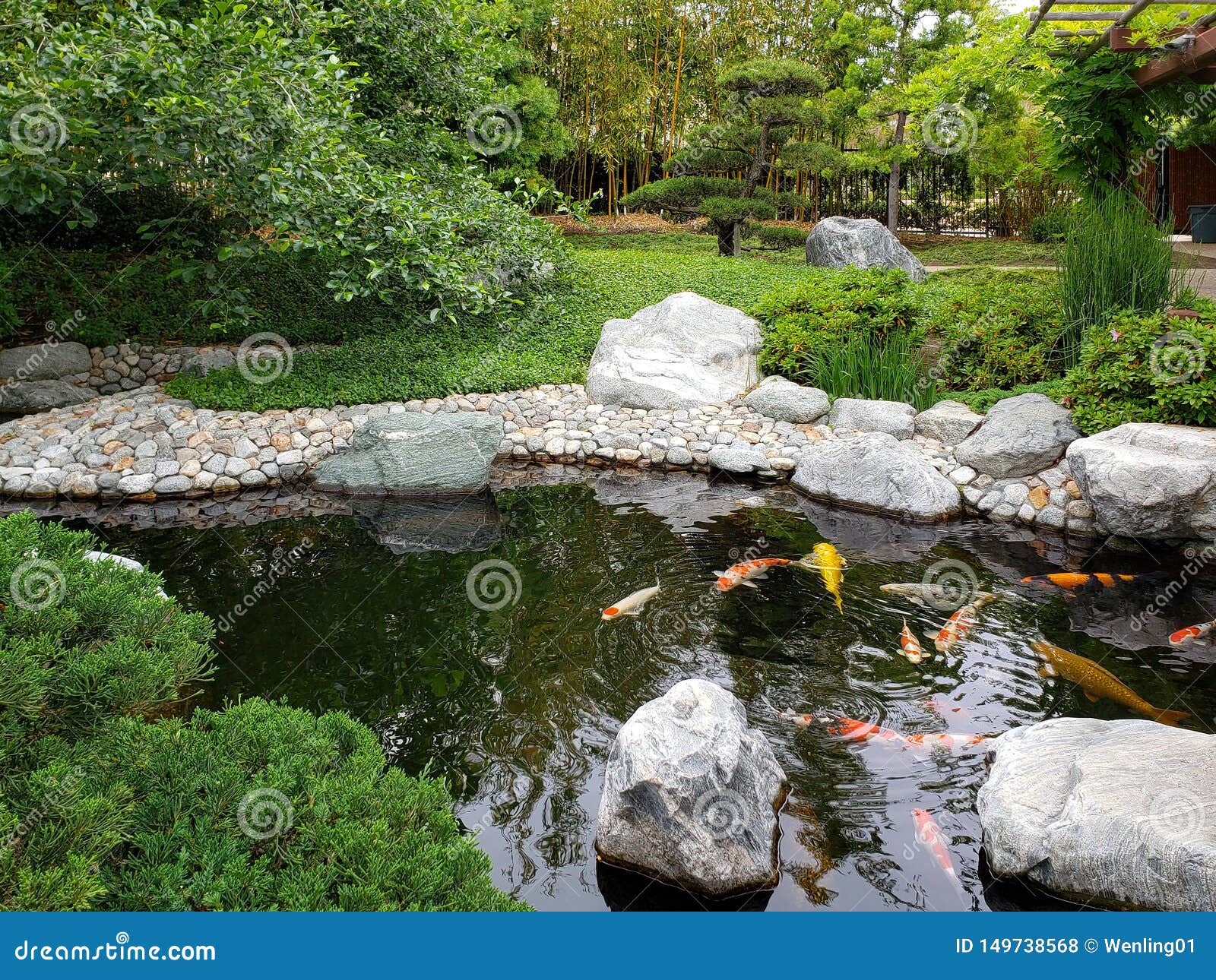 Koi Pond In Japanese Friendship Garden Balboa Park San Diego Stock