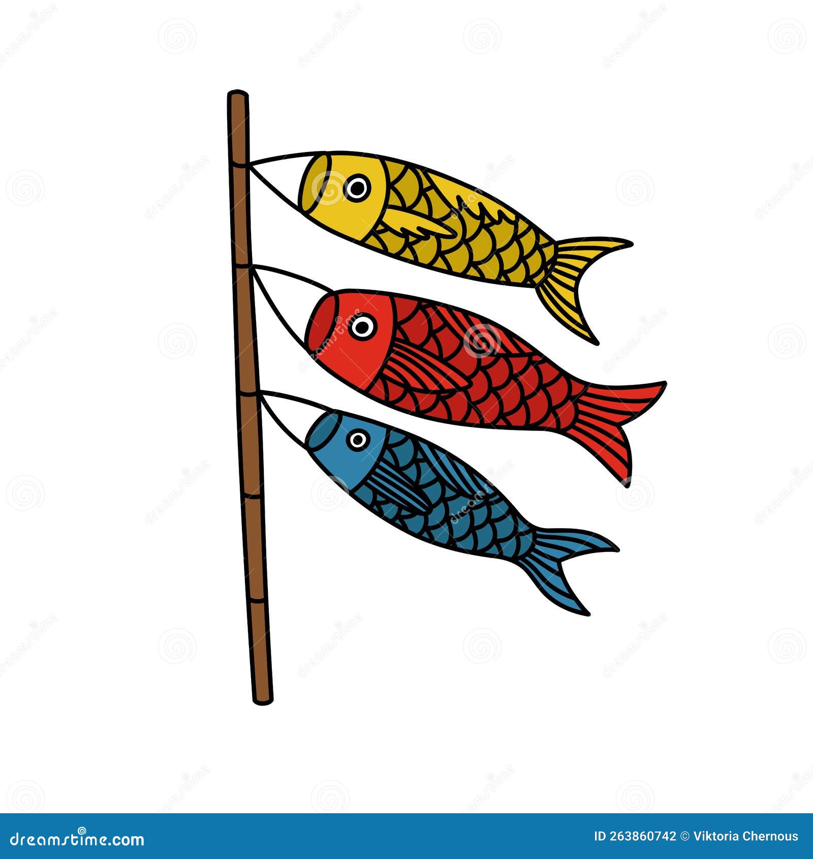 Koinobori Doodle Icon, Vector Color Line Illustration Stock Vector ...