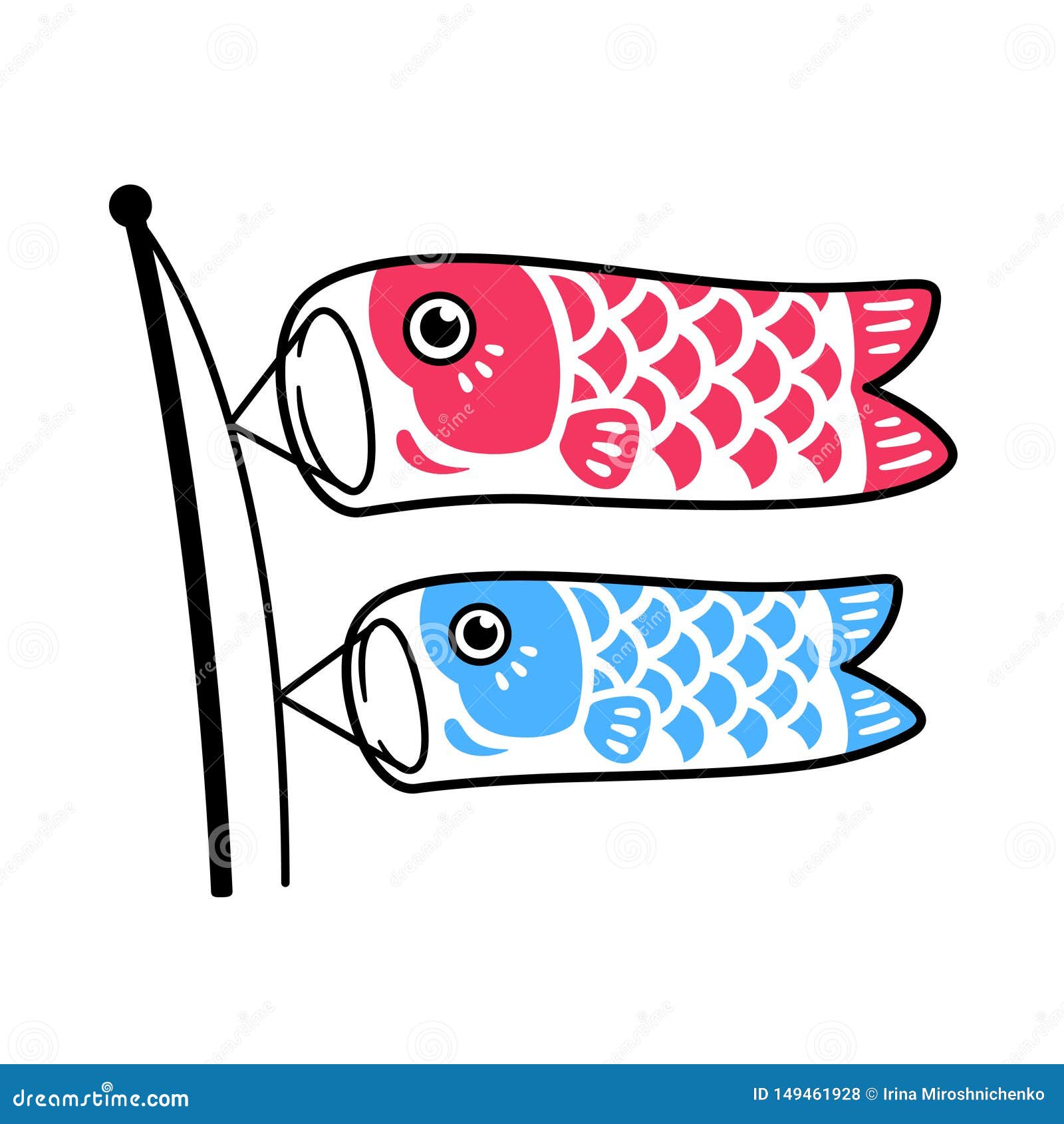 Koinobori fish flag stock vector. Illustration of kawaii - 149461928