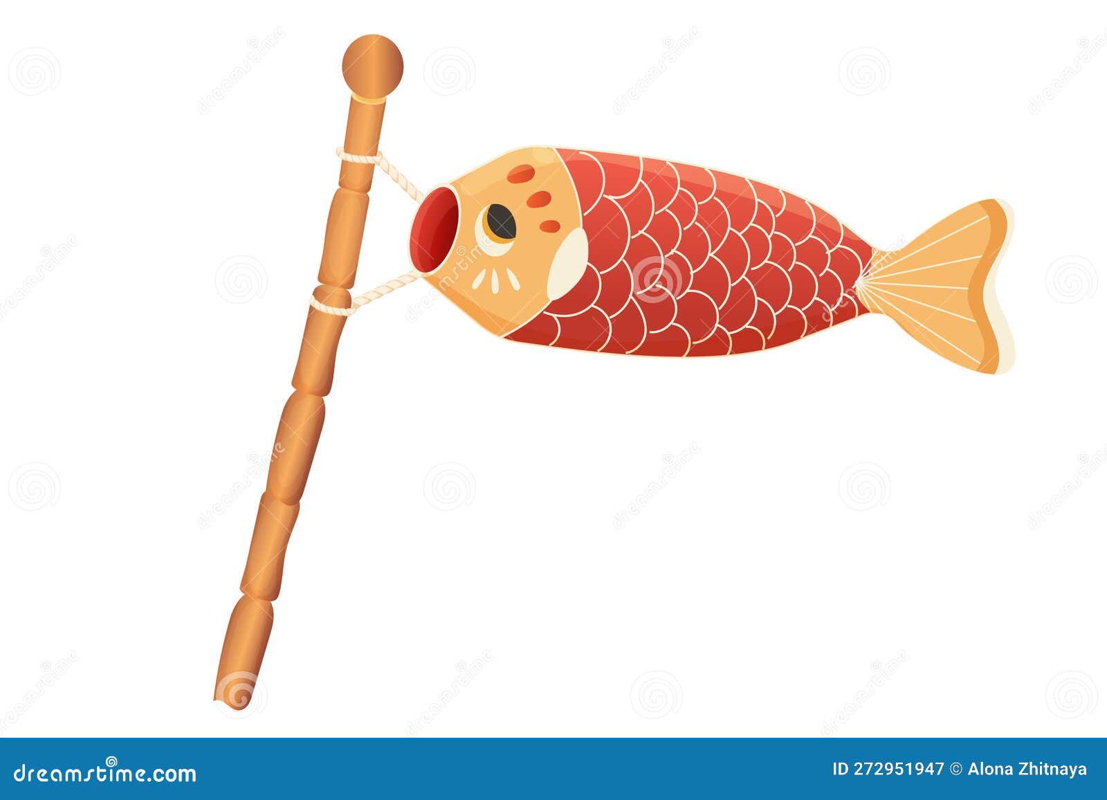 Koinobori Japanese Fish Flag on Bamboo Stick, Traditional Carp Isolated on  White Background. Stock Vector - Illustration of child, japan: 272951947