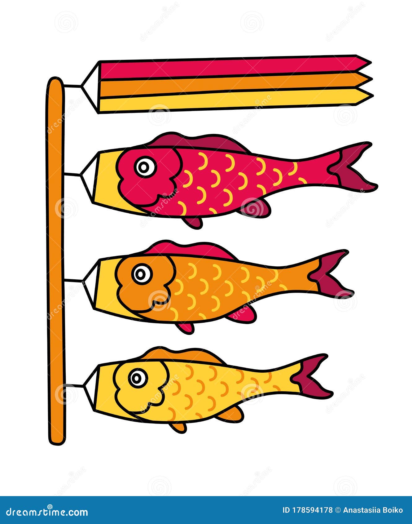 Koinobori. Traditional Japanese Fish Flags. Fish Kites. Koi Carps