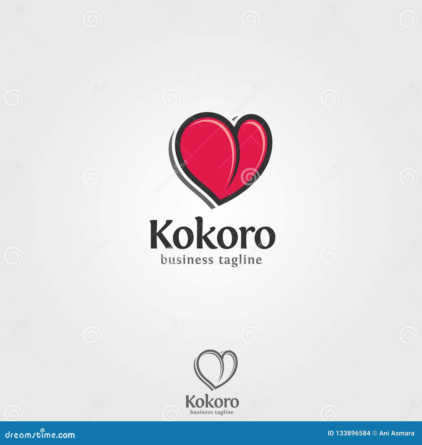 Kokoro - Heart Logo Template Stock Vector - Illustration of couple, pink:  133896584