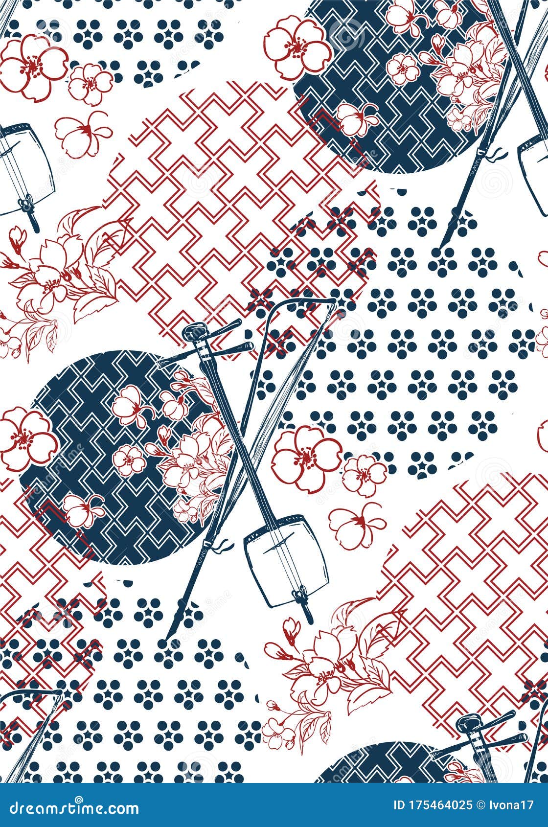 kokyu  sketch  line art japanese chinese oriental  seamless pattern