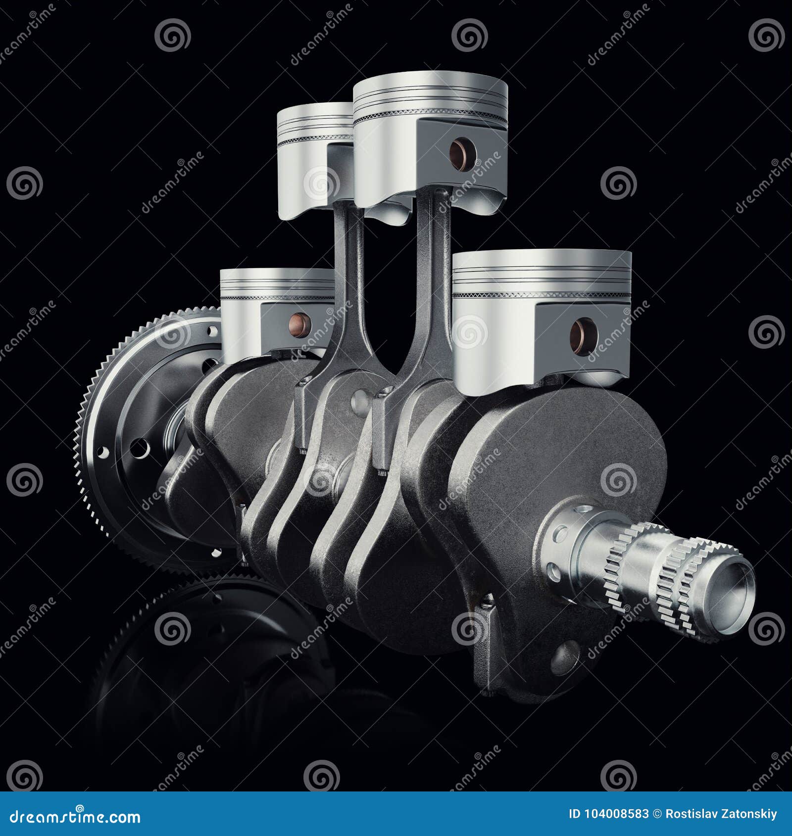 Kolben Und Zahn Der Maschine V4 Auf Schwarzem Hintergrund Kolben Und  Kurbelwelle Vierzylindermaschine Automotor V4 Konzept Von Stock Abbildung -  Illustration von technik, dynamisch: 104008583