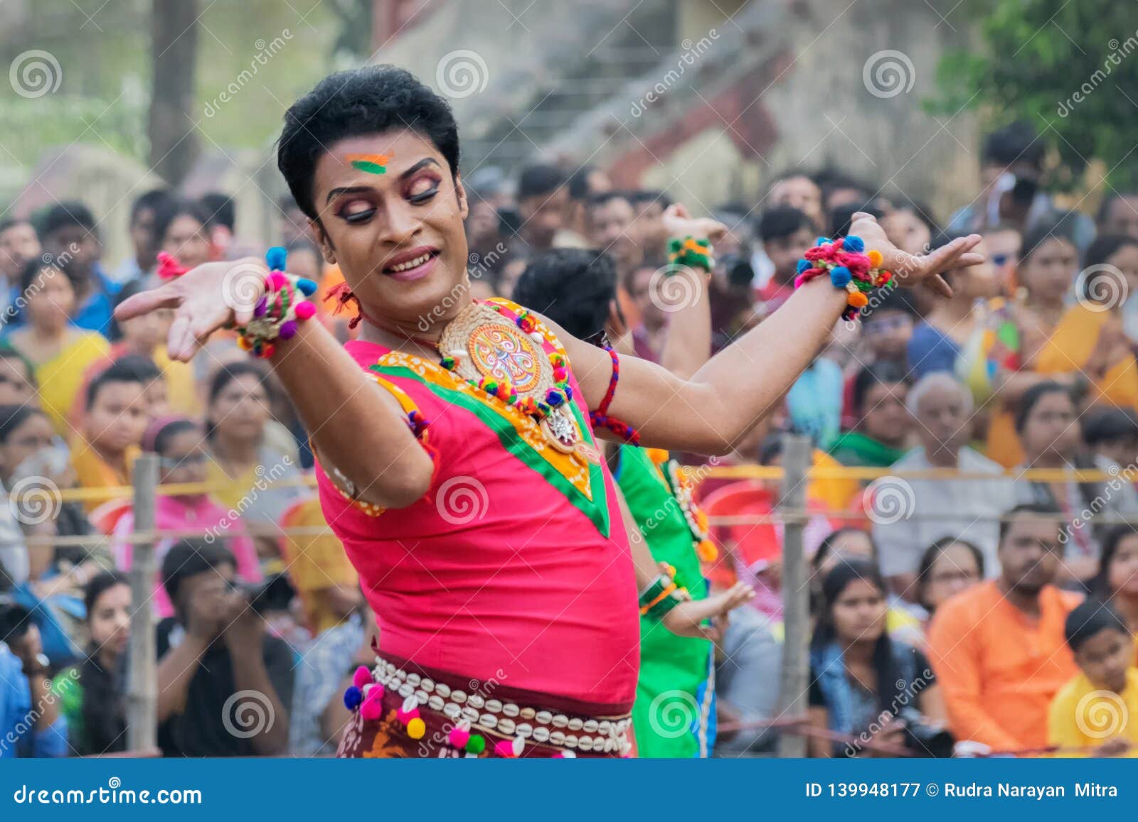 Young Man Dancing At Holi Spring Festival Editorial Photography