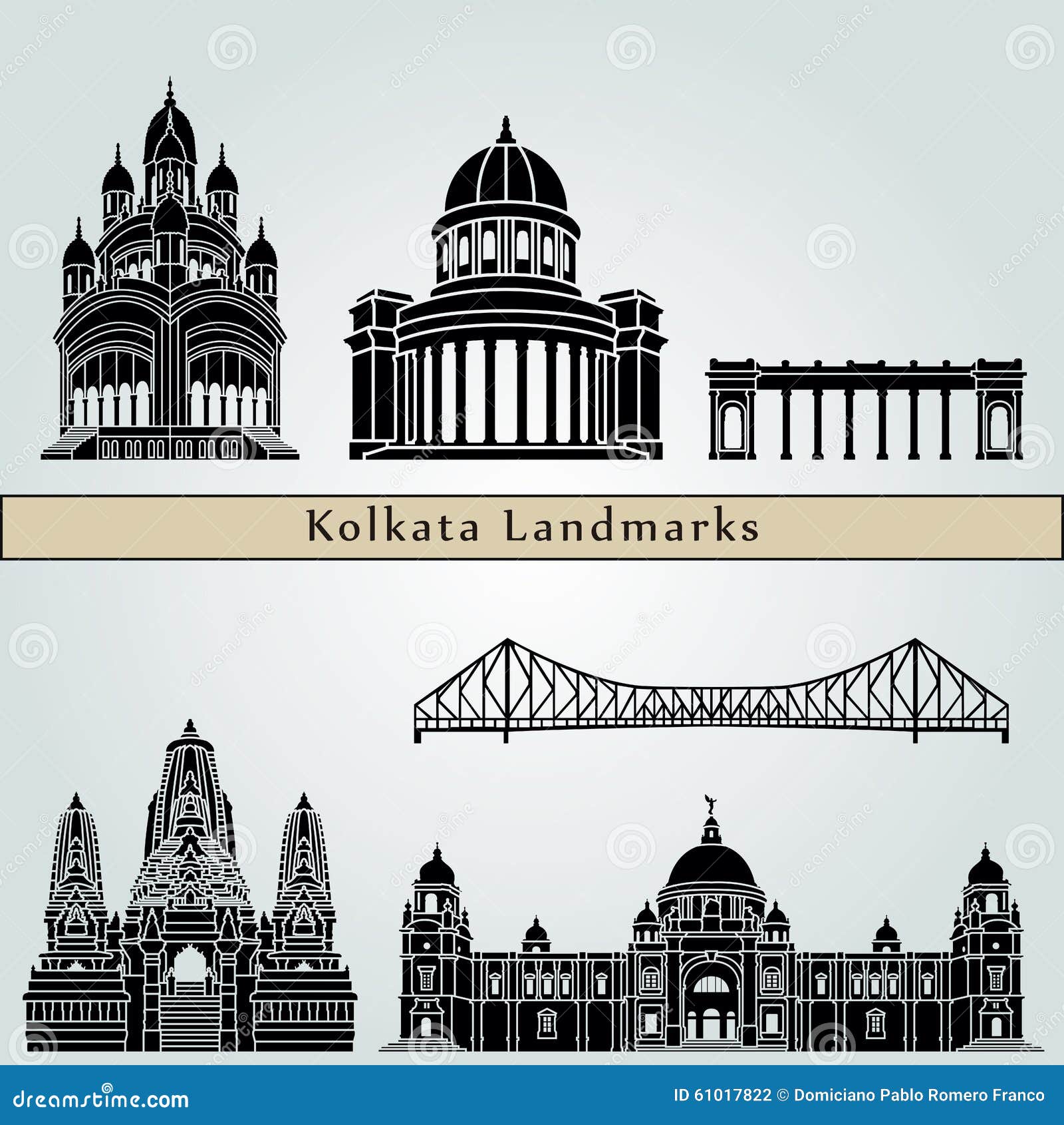 Kolkata Landmarks stock vector. Illustration of isolated 61017822