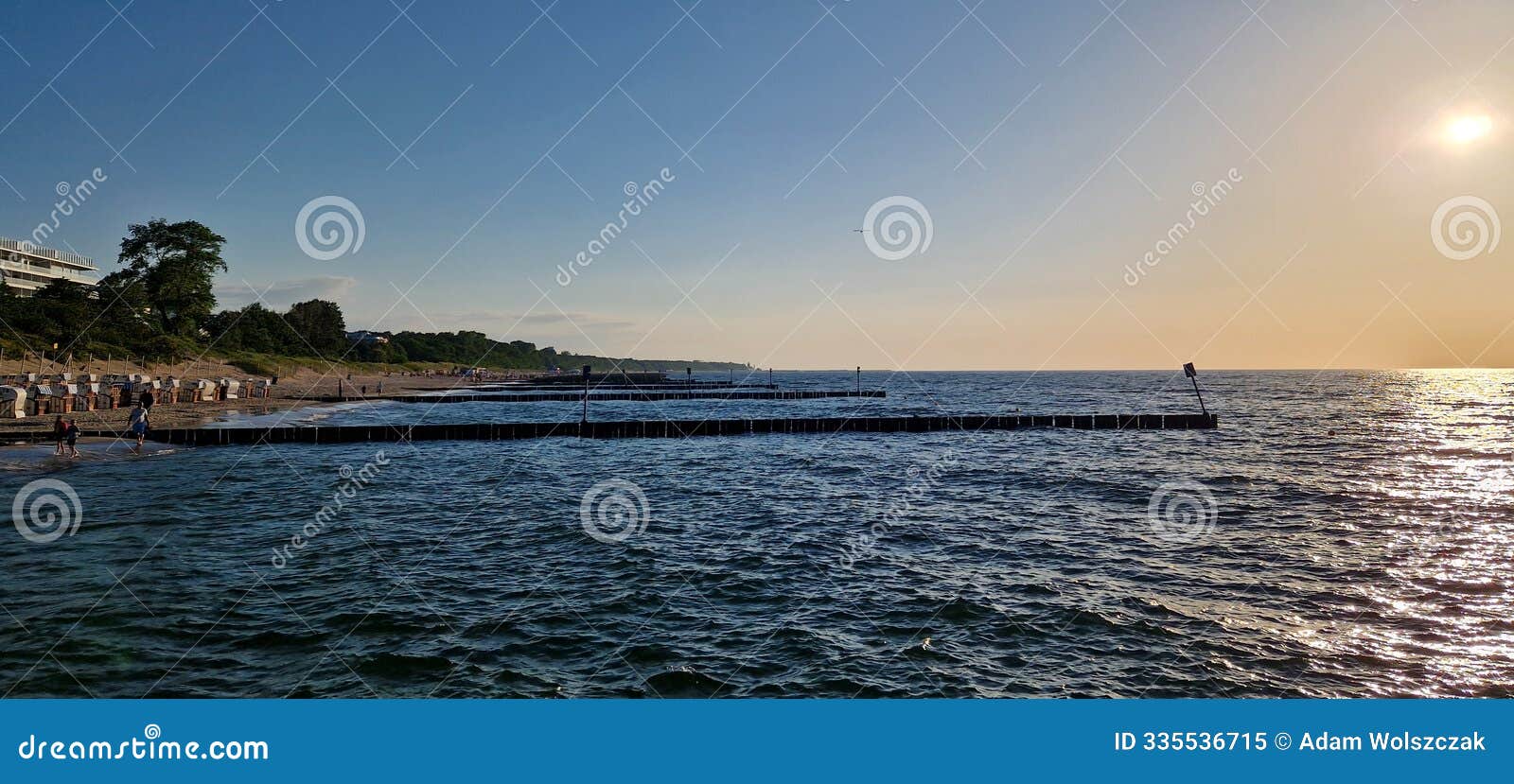 kolobrzeg baltic sea beach and sea view in summer