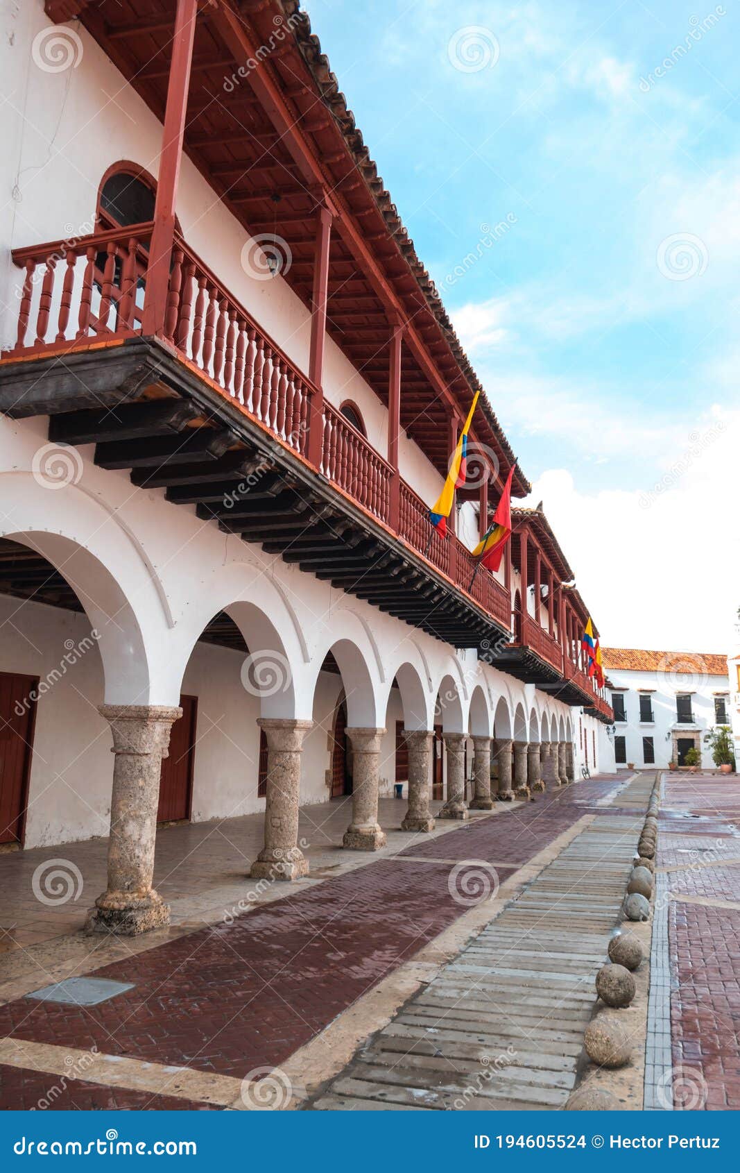 Kolonialarkitektur I Det Historiska Centret Av Cartagena Colombia