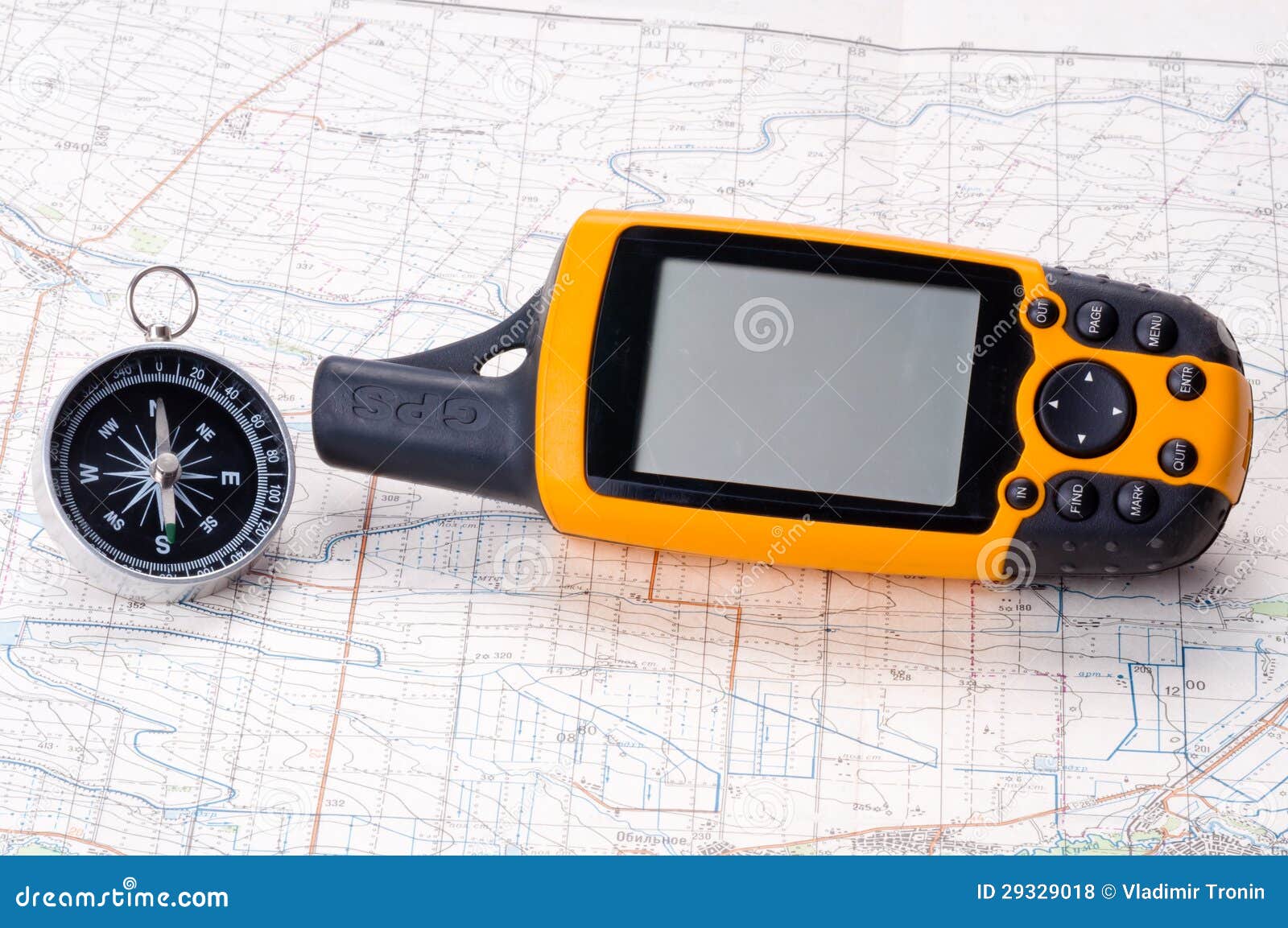 Kompas en gps navigator stock foto. Image of planning 29329018