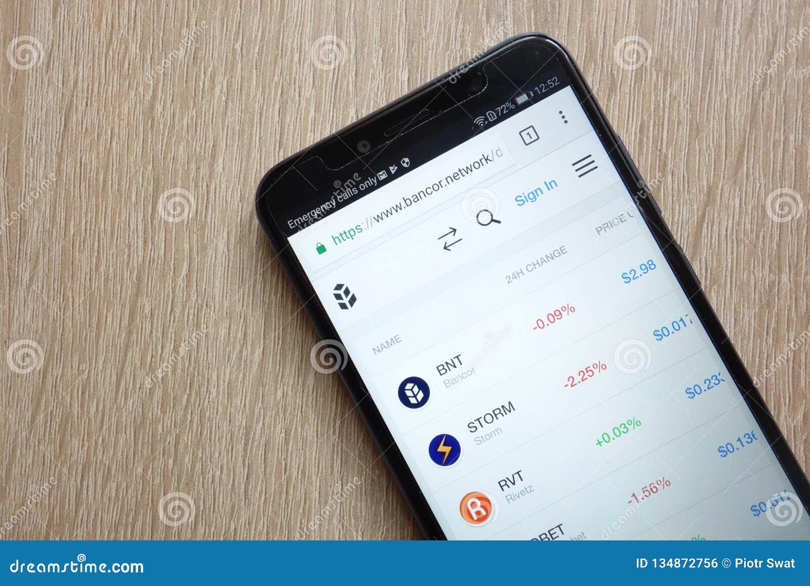 Bancor BNT Cryptocurrency Website Displayed On Huawei Y6 ...