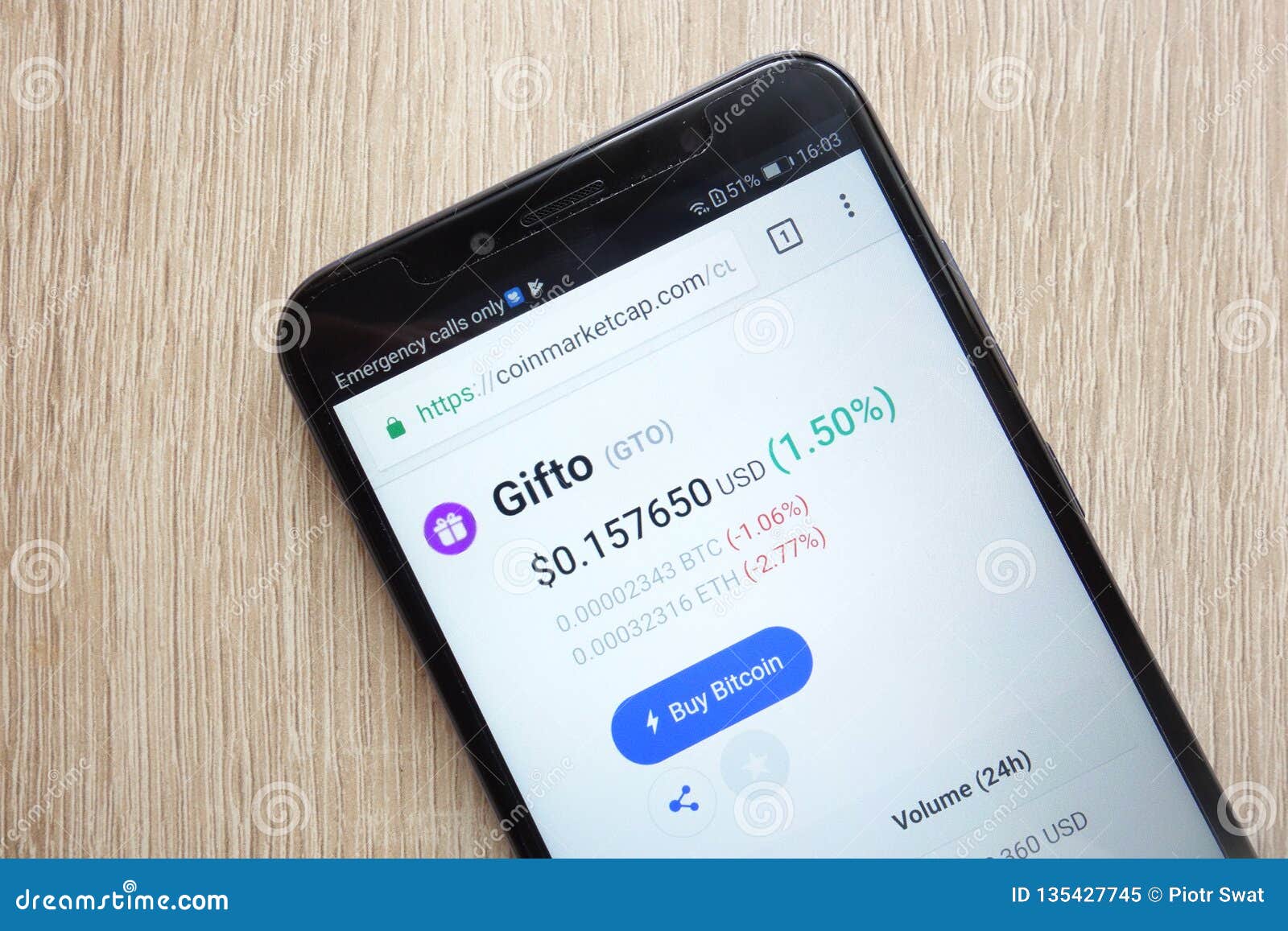 Gifto Gto Cryptocurrency Price On Coinmarketcap Com Website Displayed On Huawei Y6 2018 Smartphone Editorial Image Image Of Mining Financial 135427745
