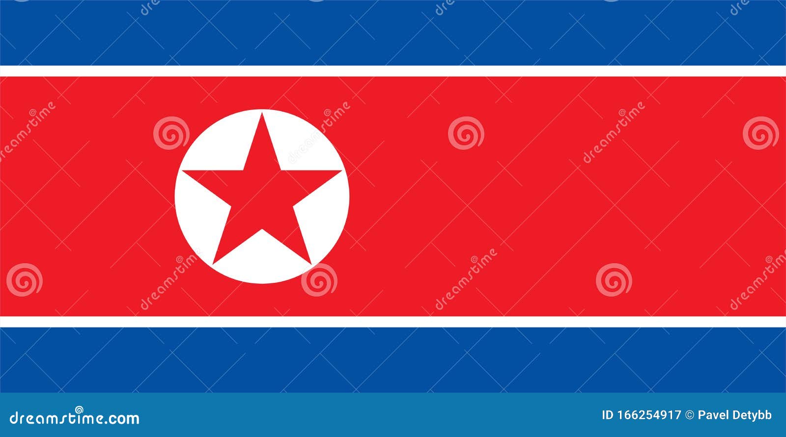 korea flag. national flag of north korea.  