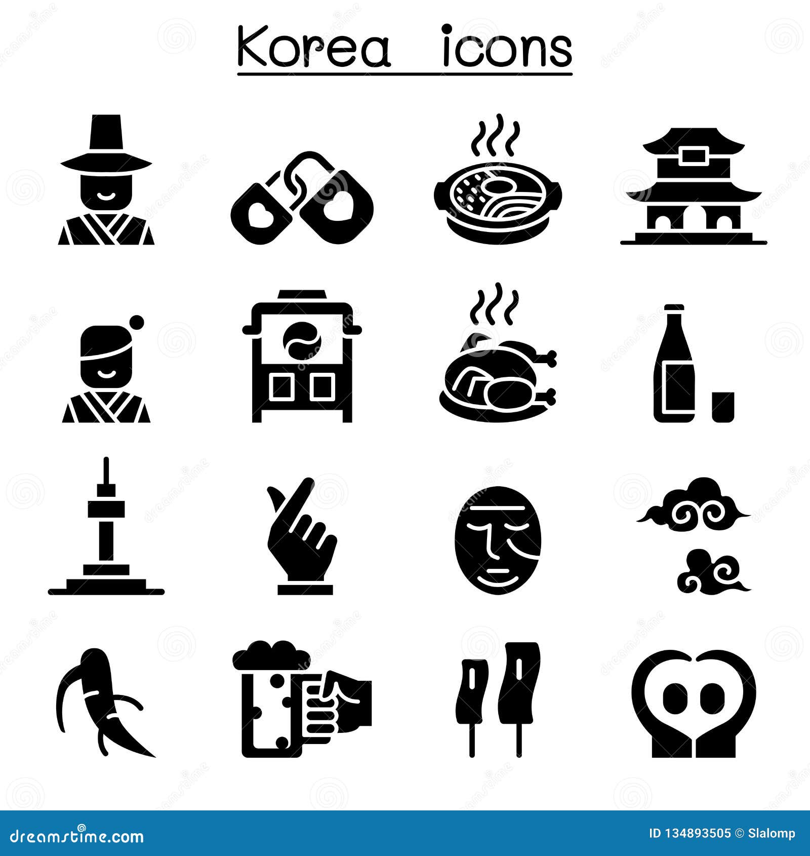 Korea icon set stock illustration. Illustration of destination - 134893505