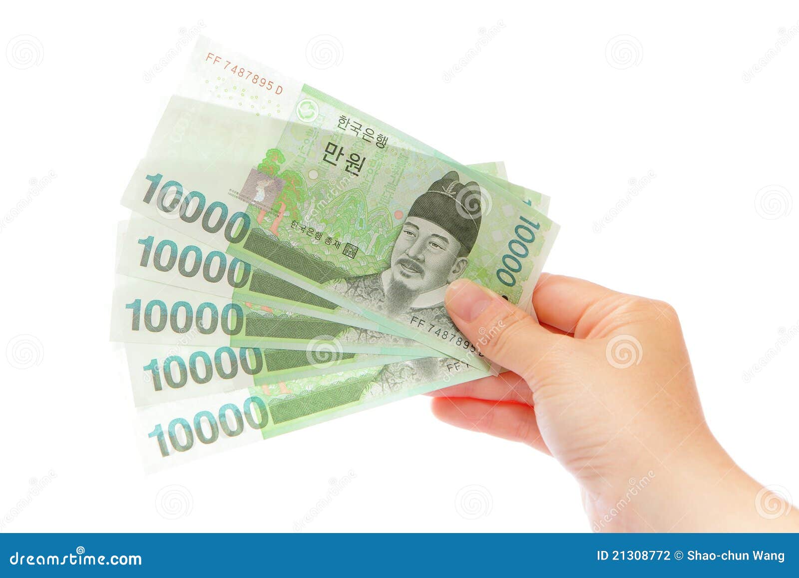 korea money won and hand