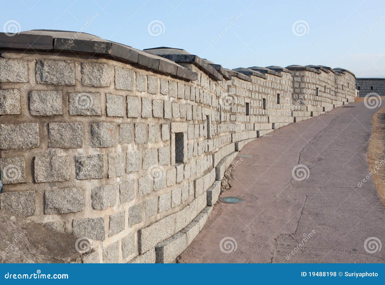 Korea Traditional Architecture Wall Stock Photo