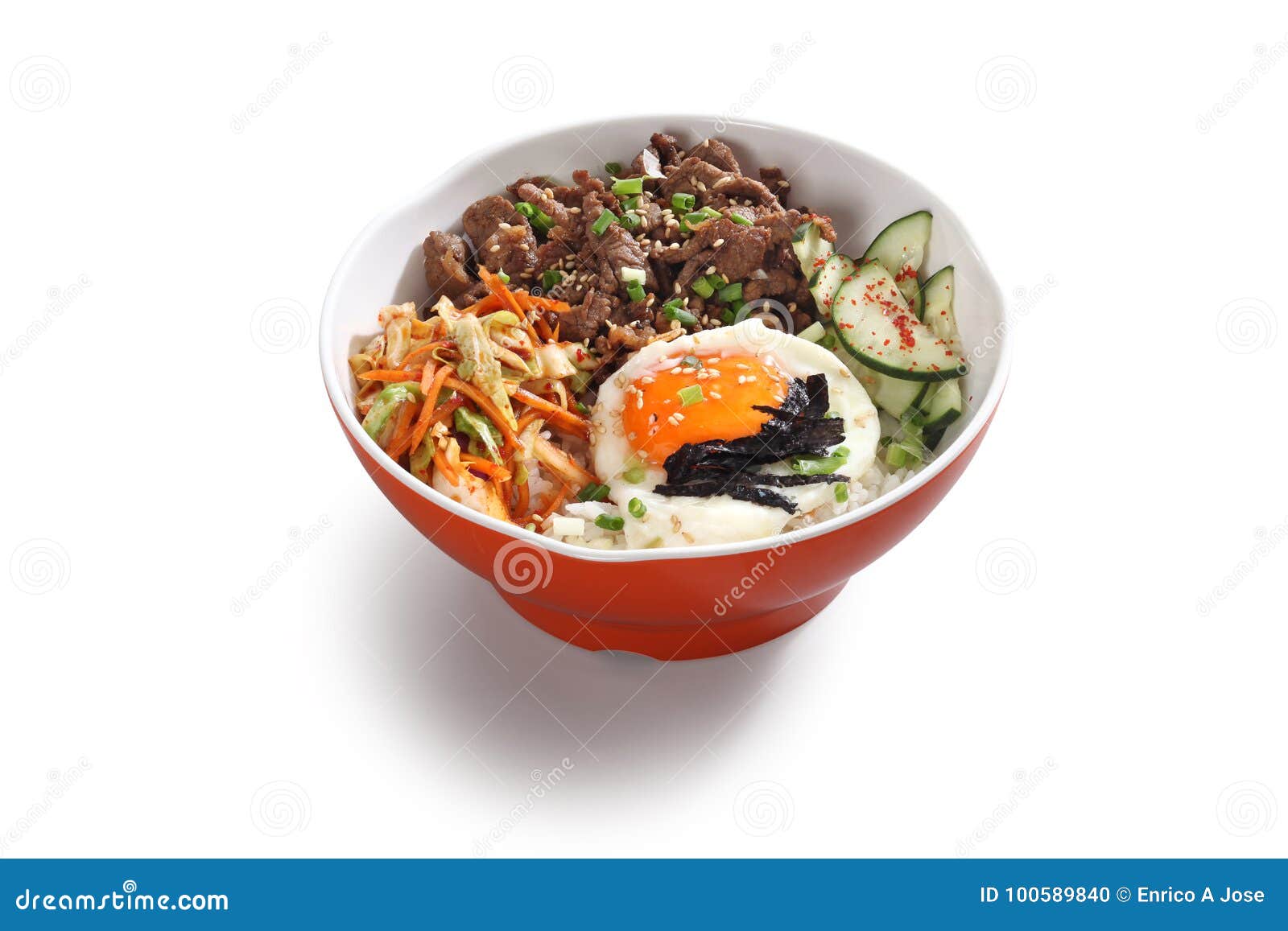 Korean beef bowl with egg stock photo. Image of snack 100589840