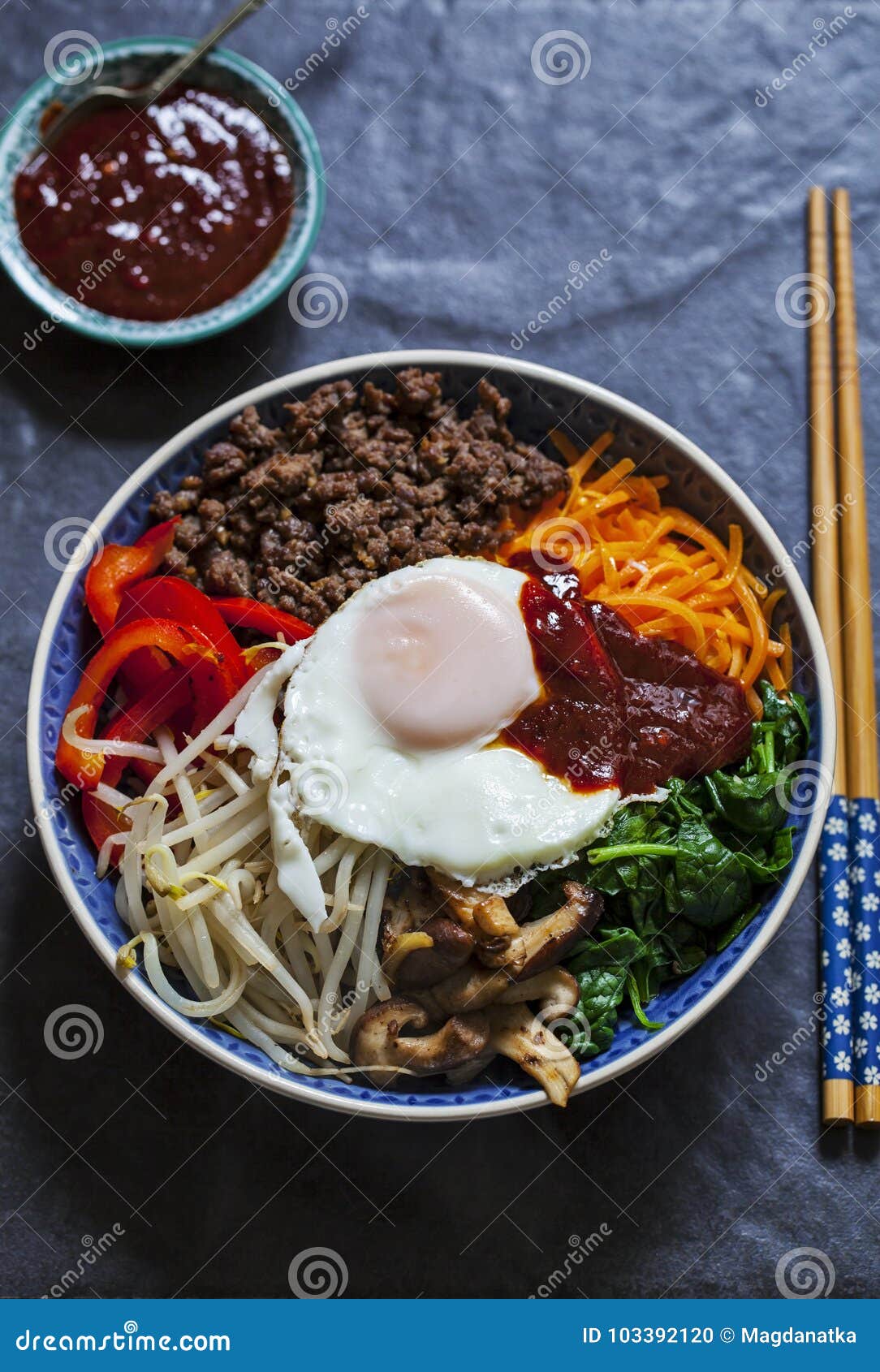 Korean bibimbap dish stock photo. Image of gochujang 103392120