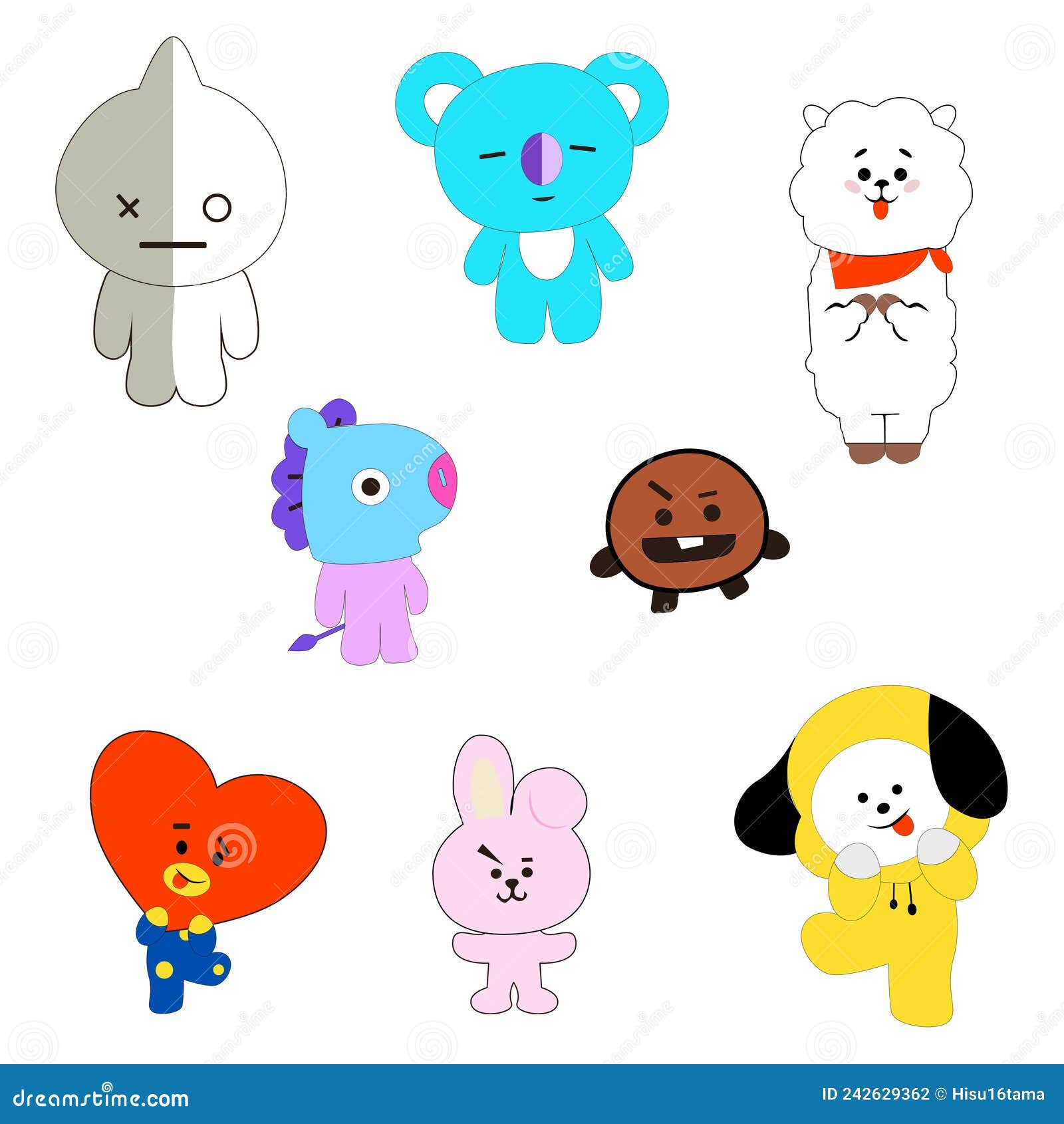 Korean Brand BT21 Collectible Figures. Seamless Pattern Vector Design ...