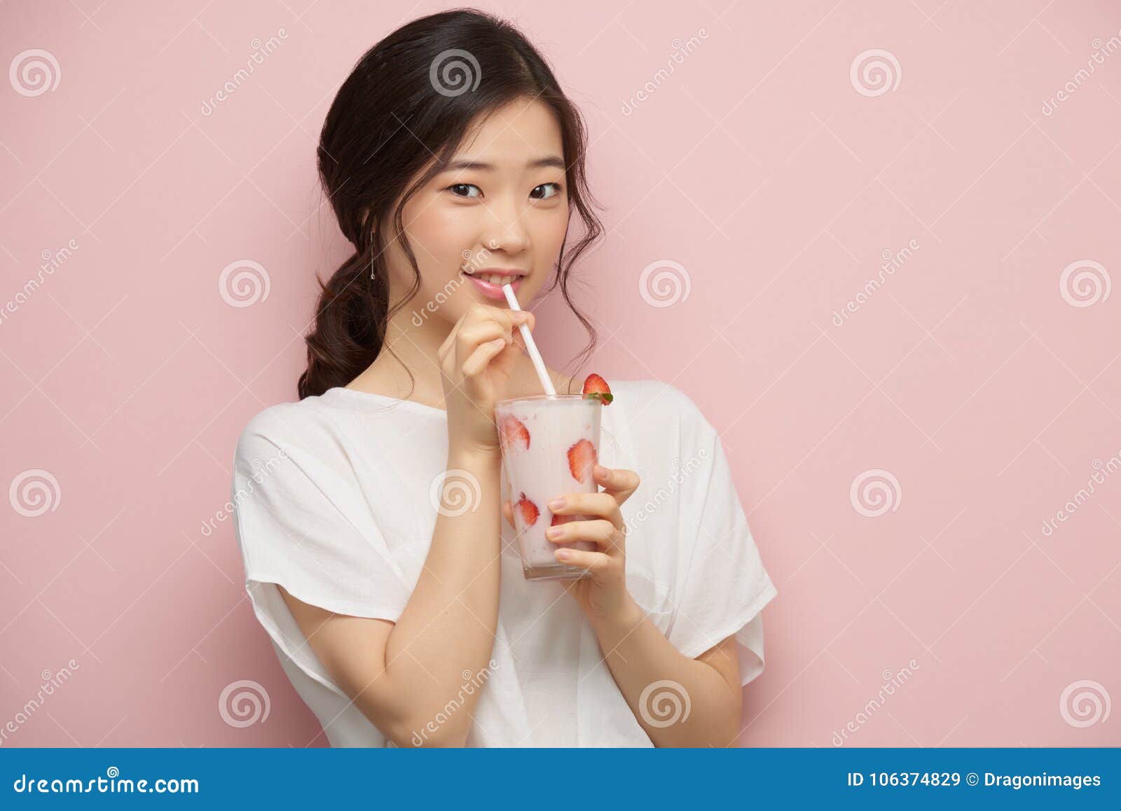 Enjoying Milkshake Stock Image Image Of Tasty Delicious 106374829