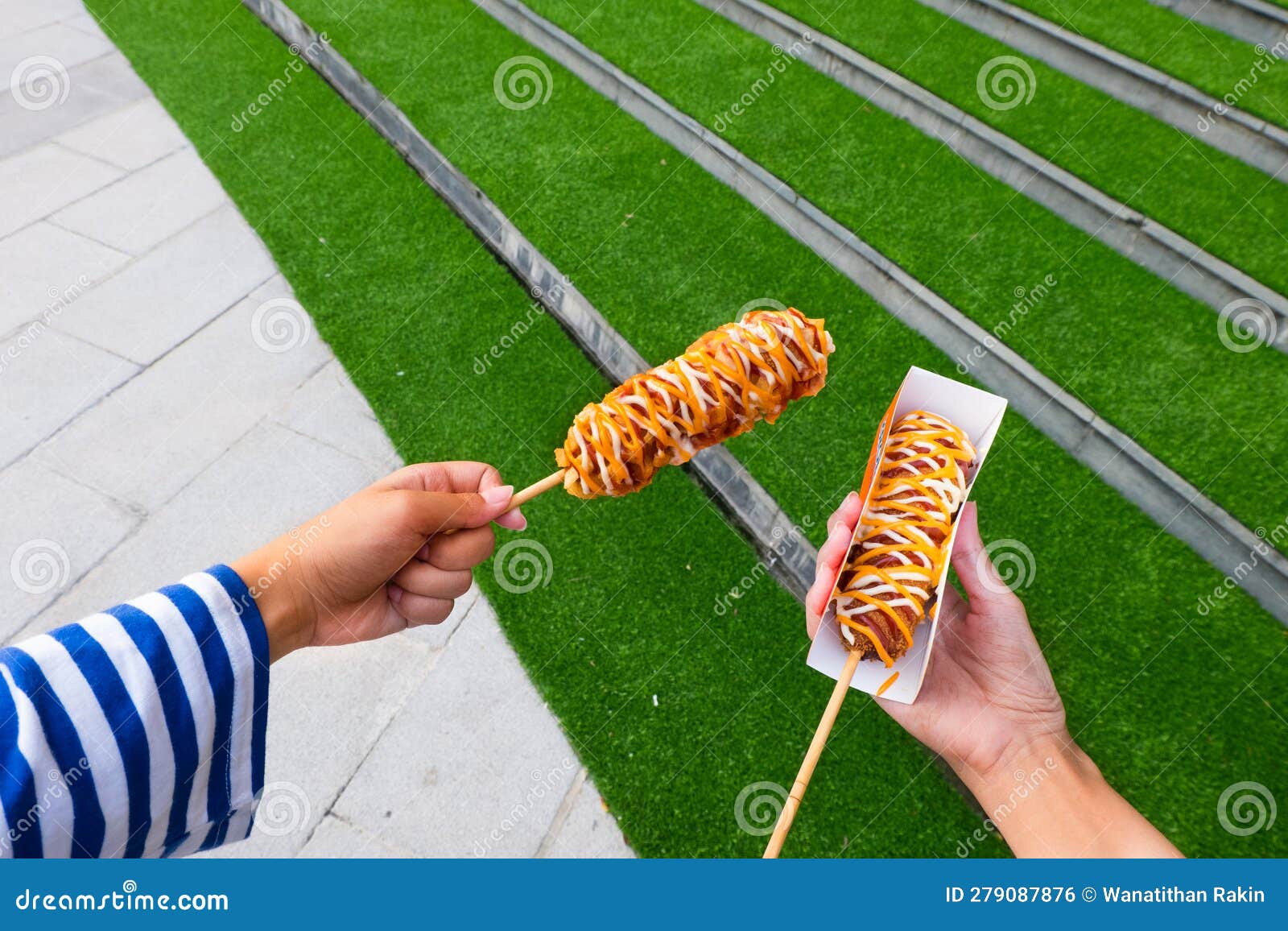 Korean Corn Dog at Street Food, Korean Style Hot Dog South Korea Stock